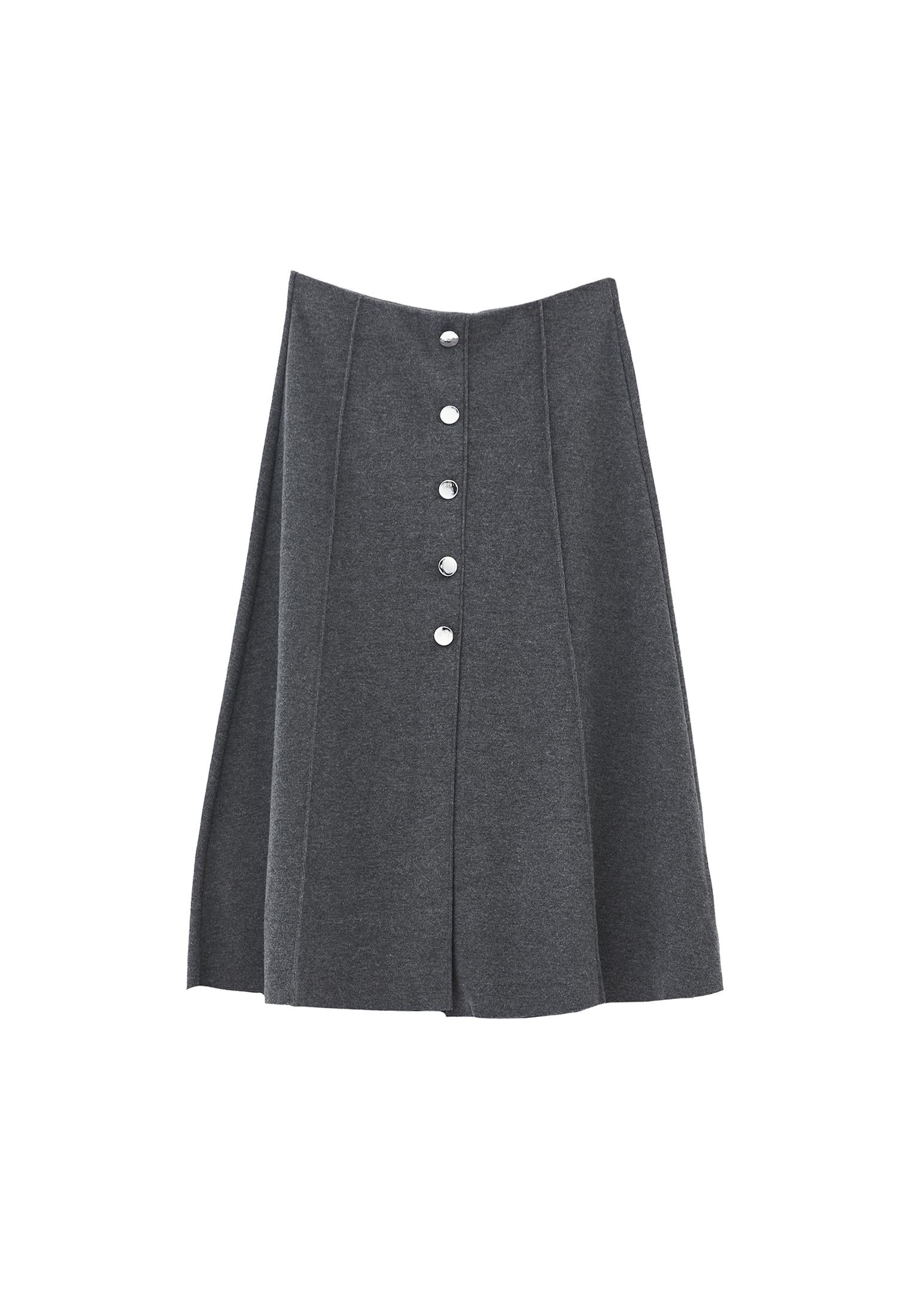 Mid Waist Flared Midi Skirt - ANTHRA MELANGE