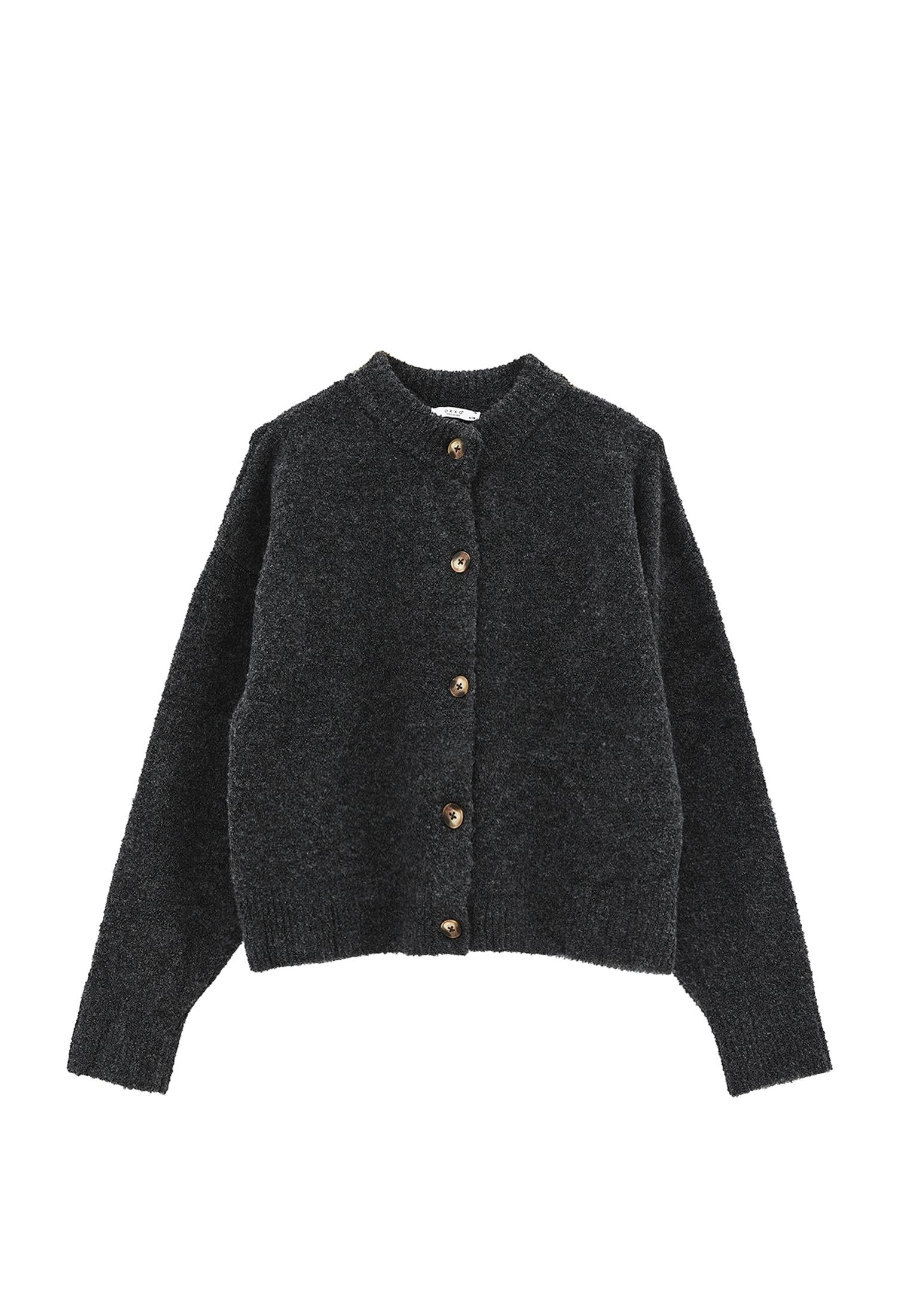 Soft Long Sleeved Cardigan - ANTHRA MELANGE