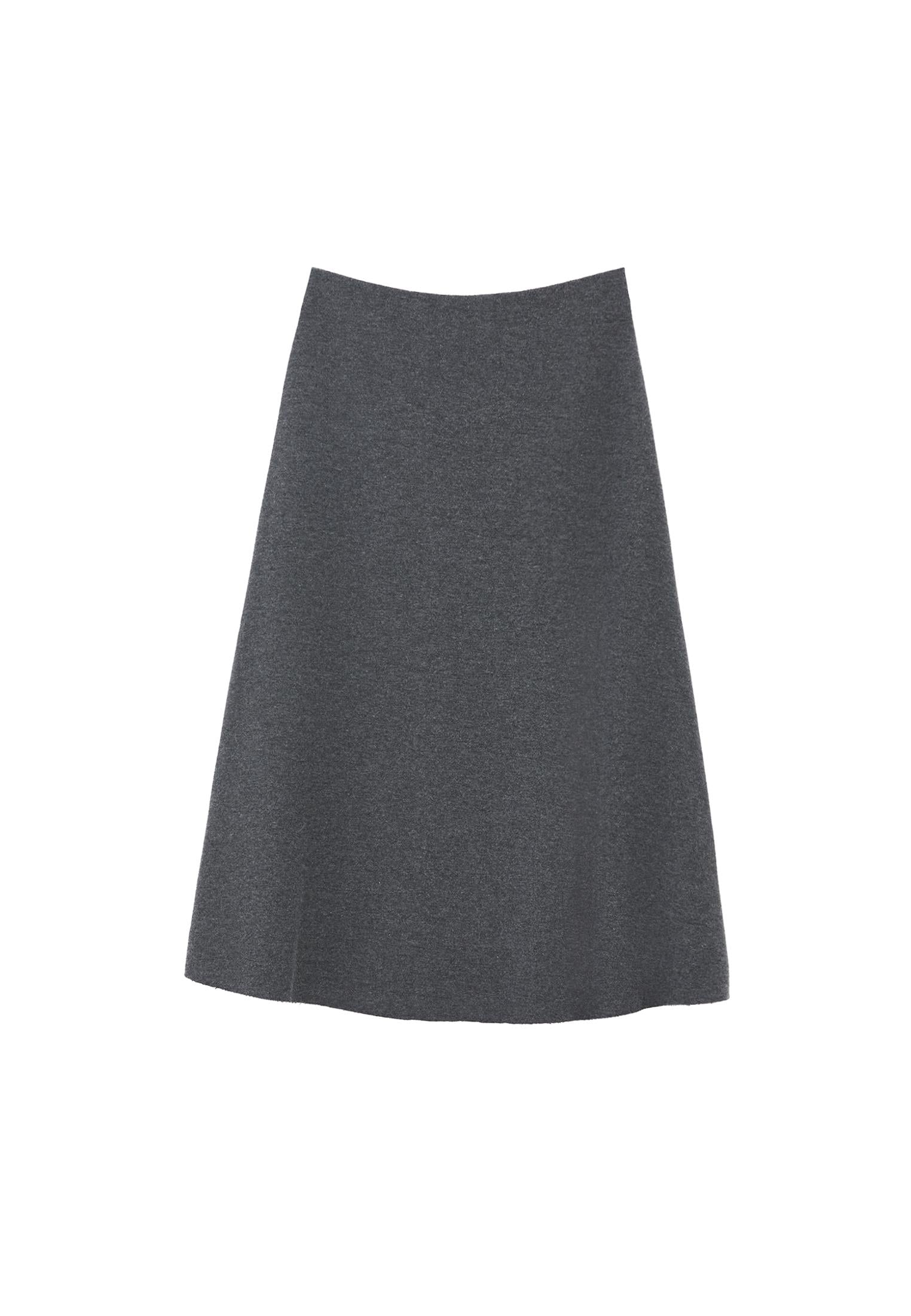 Mid Waist Flared Midi Skirt - ANTHRA MELANGE