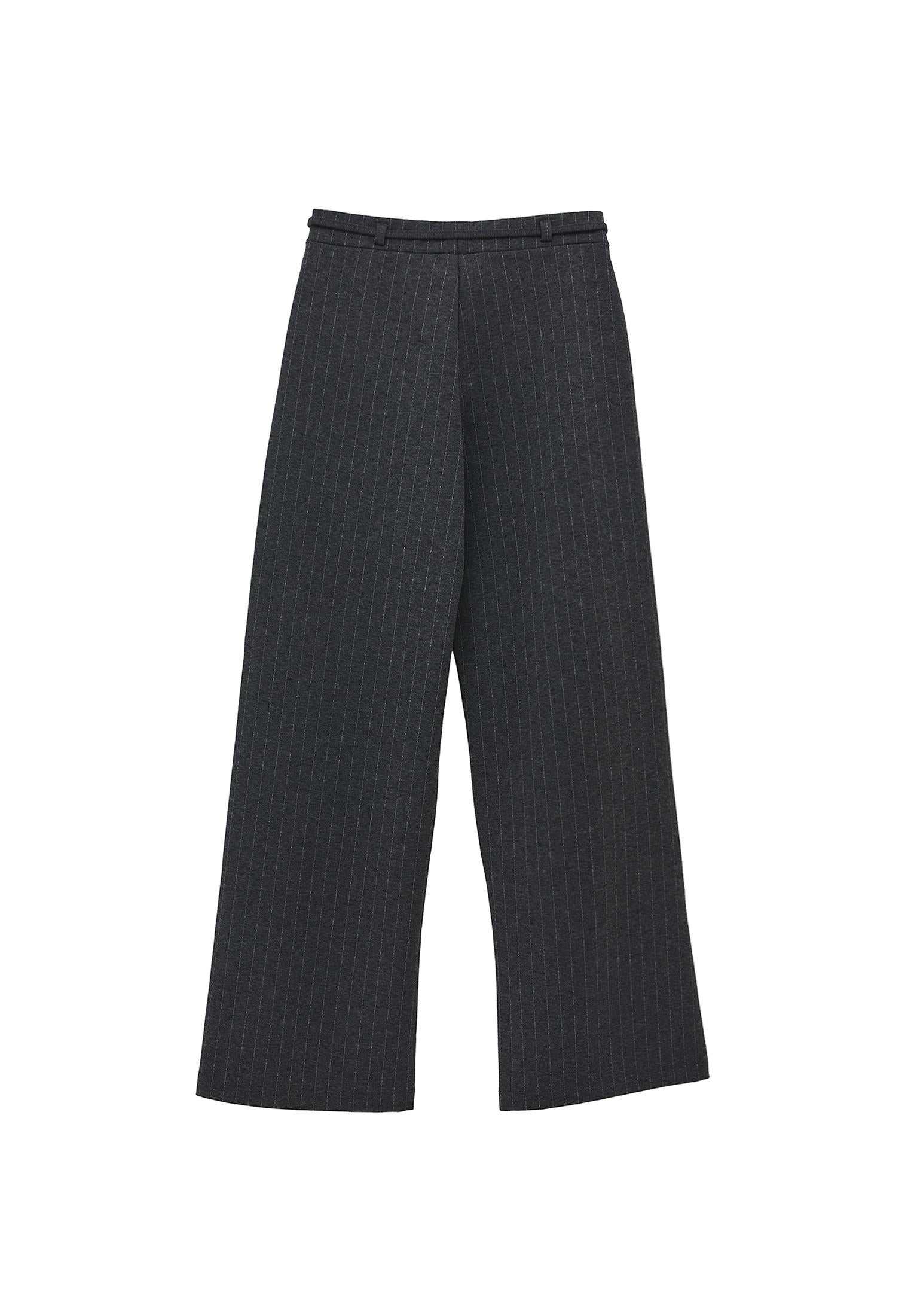 Straight Leg Viscose Pants - ANTHRA MELANGE