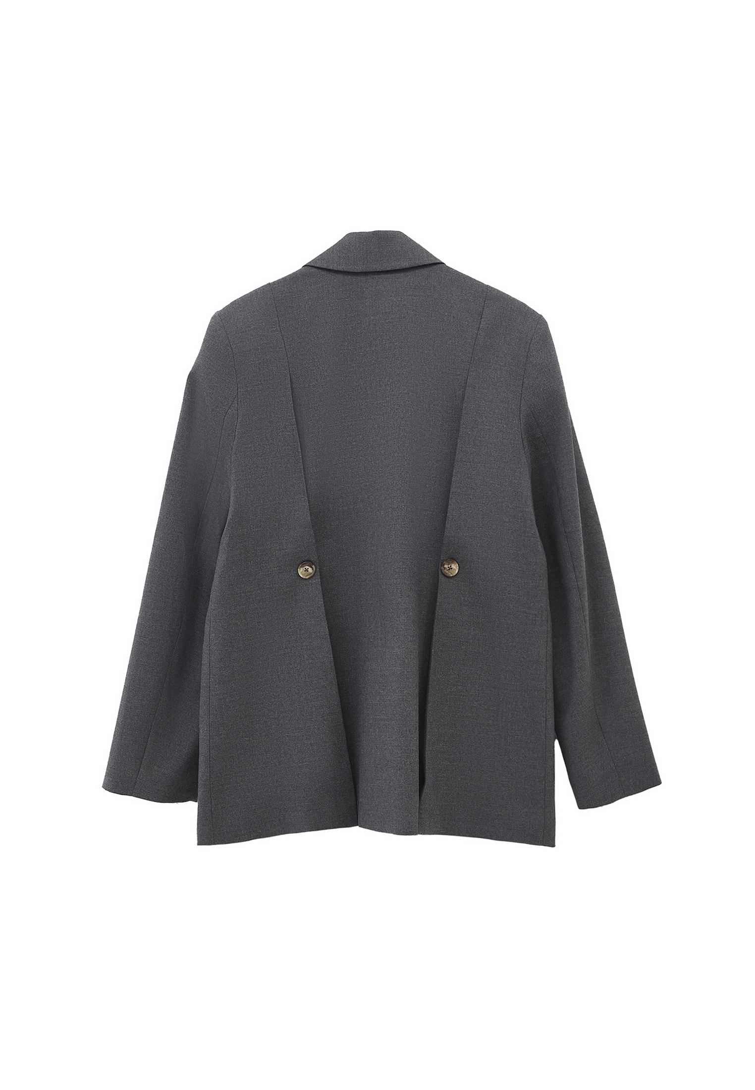 Double Breasted Lapel Oversize Blazer - ANTHRA MELANGE