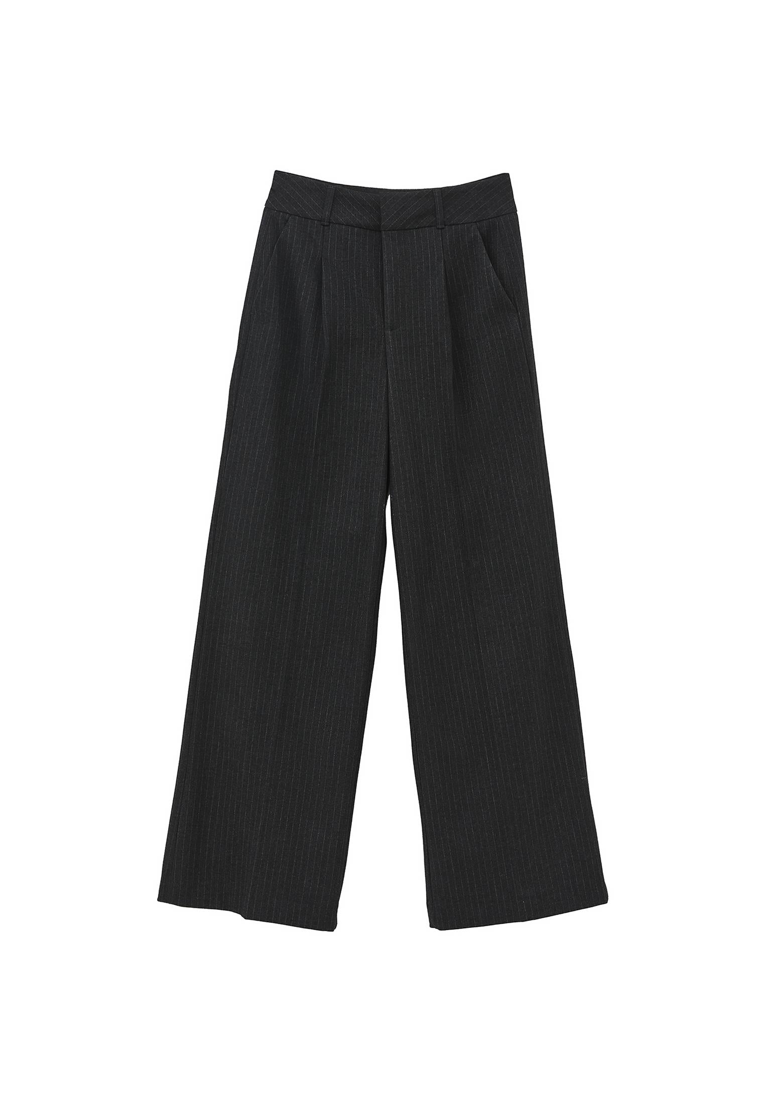 Pleated Wide Leg Pants - ANTHRA STRIPE