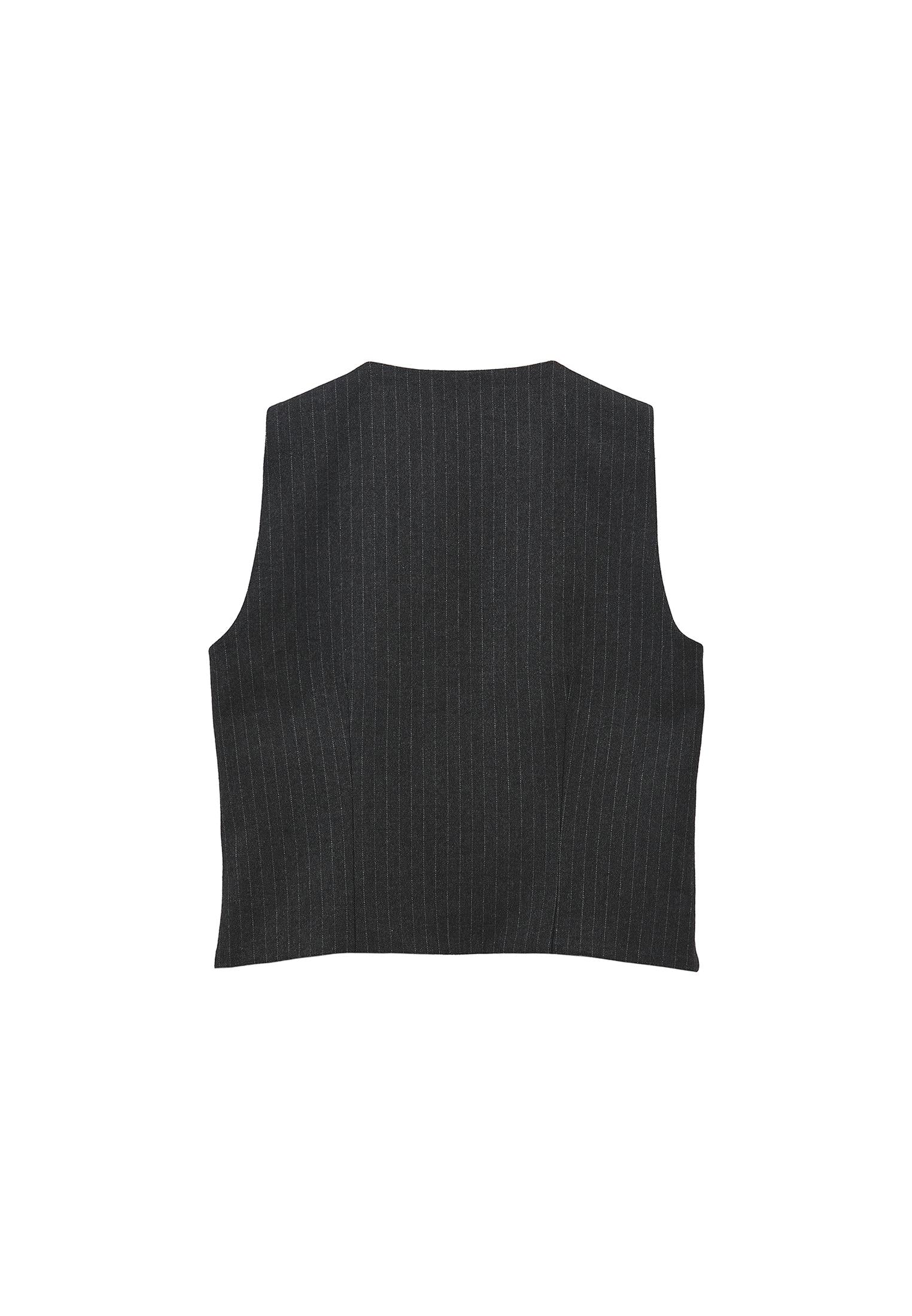 Striped Round Neck Vest - ANTHRA STRIPE
