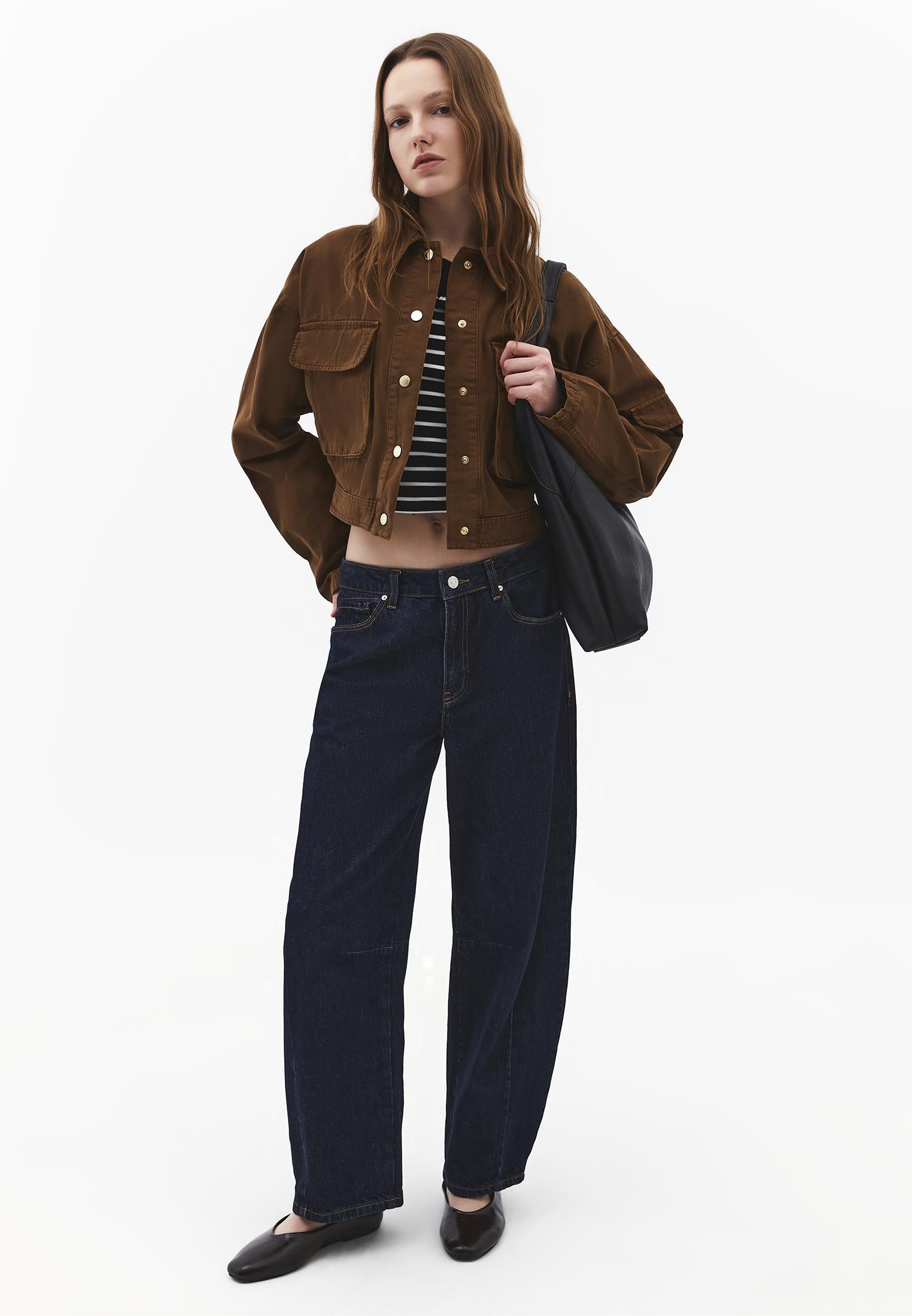 Cropped Women's Jacket With Pocket Detail - ANTIK BISON