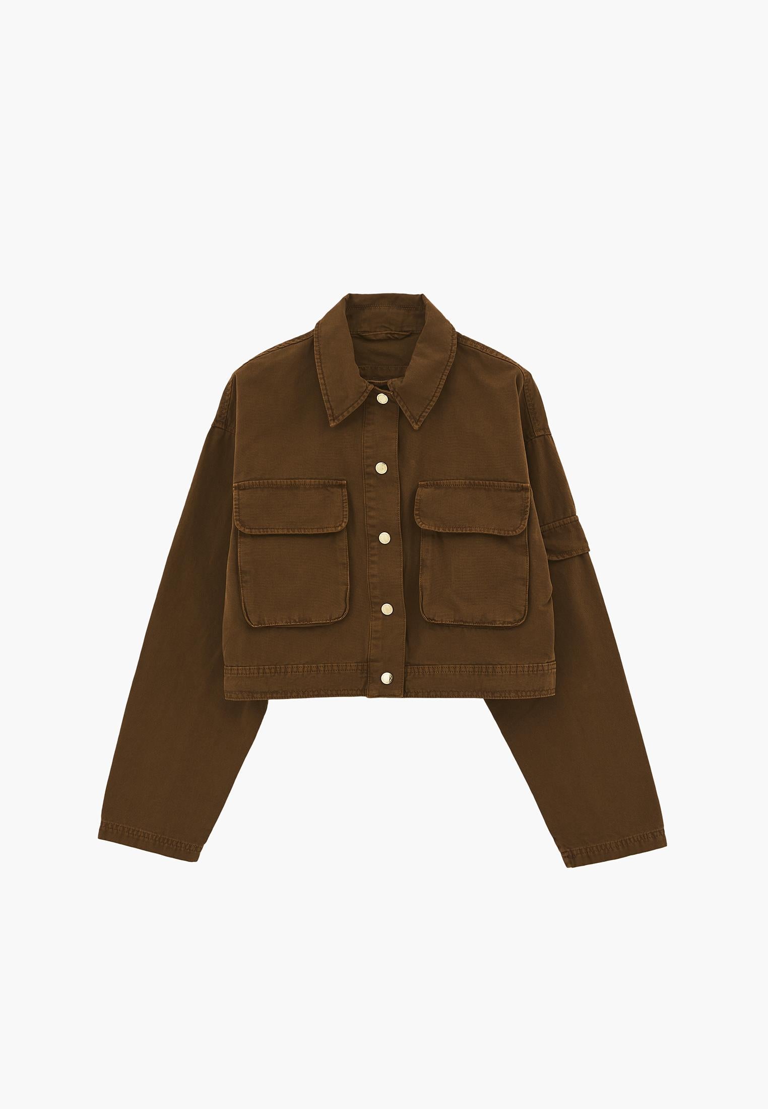 Cropped Women's Jacket With Pocket Detail - ANTIK BISON