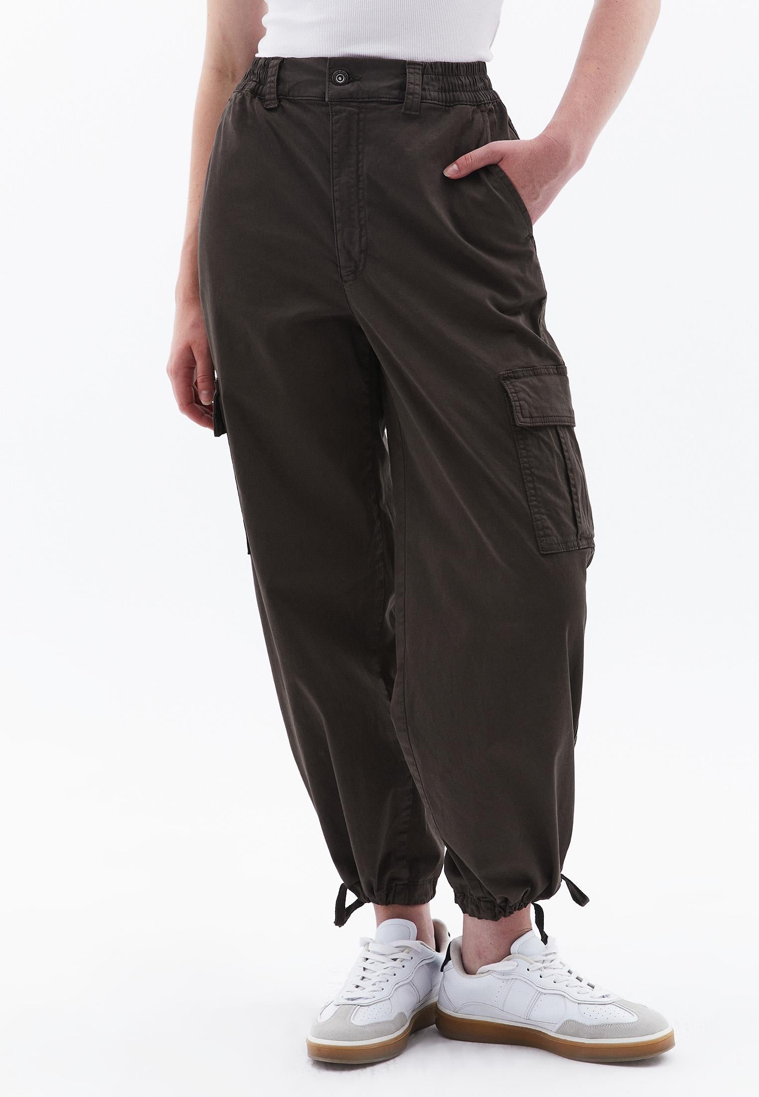 Jogger Hem High Waist Pants - ANTIK BLACK OLIVE