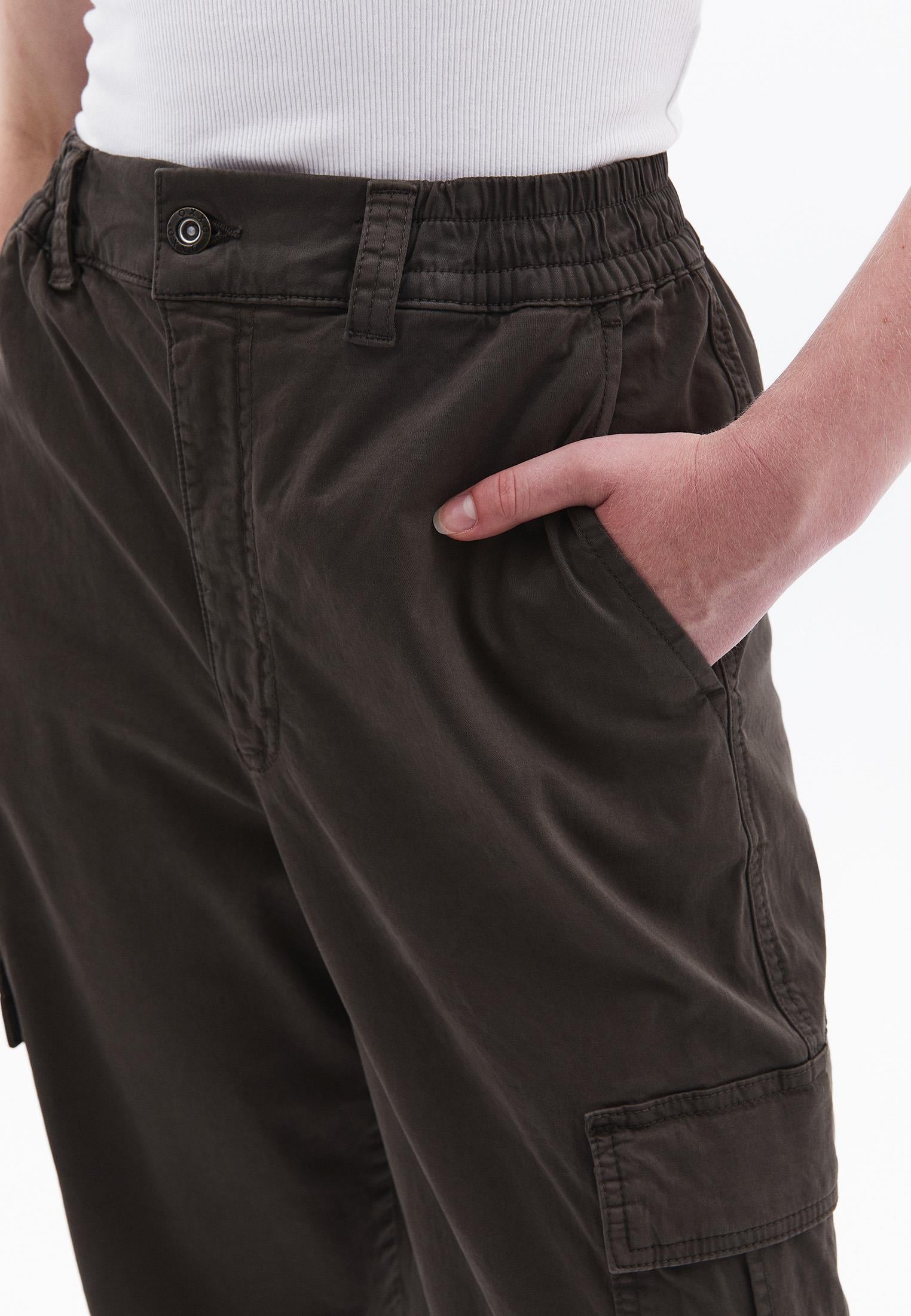 Jogger Hem High Waist Pants - ANTIK BLACK OLIVE