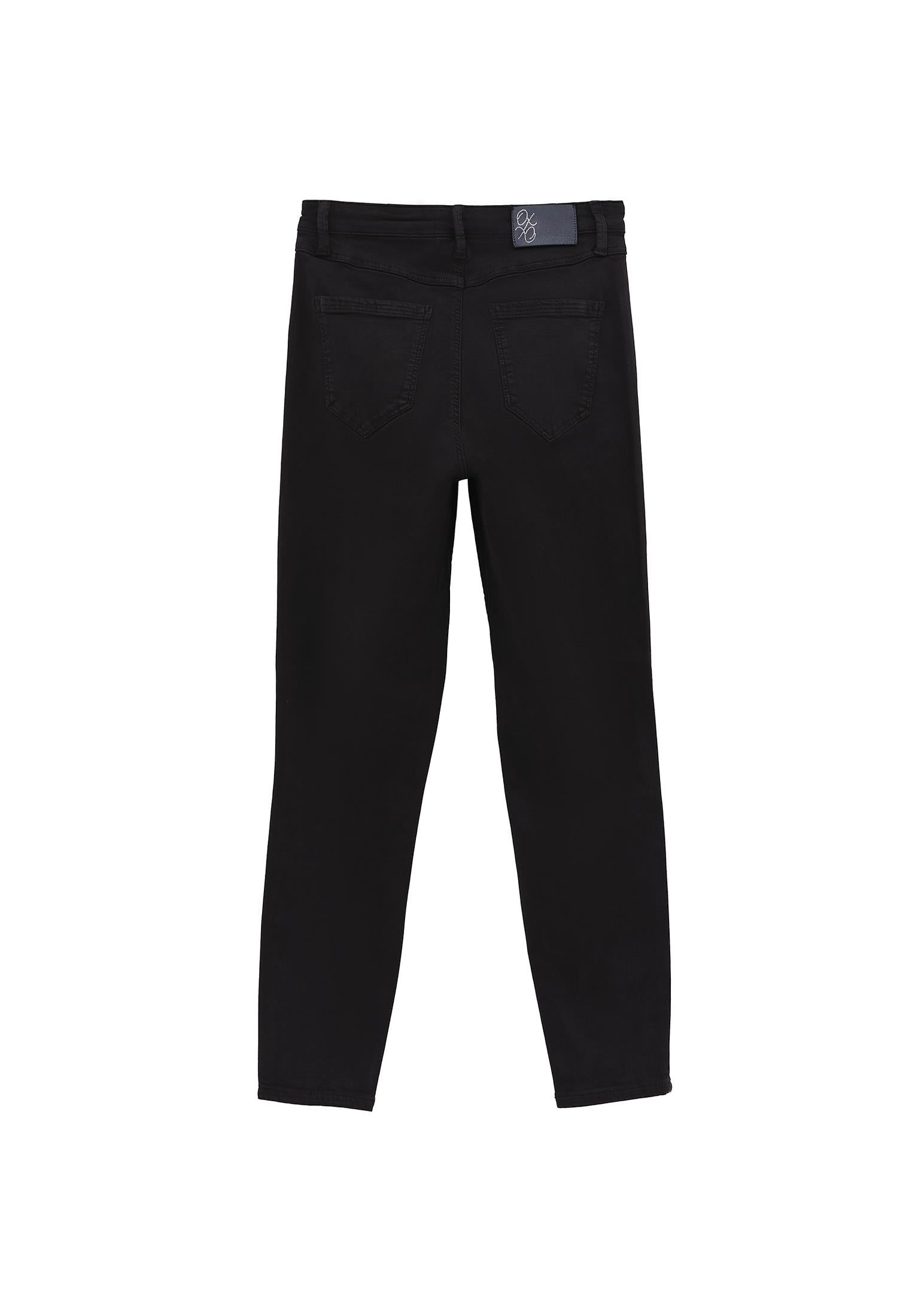 Button Detailed High Waist Cropped Pants - ANTIK BLACK