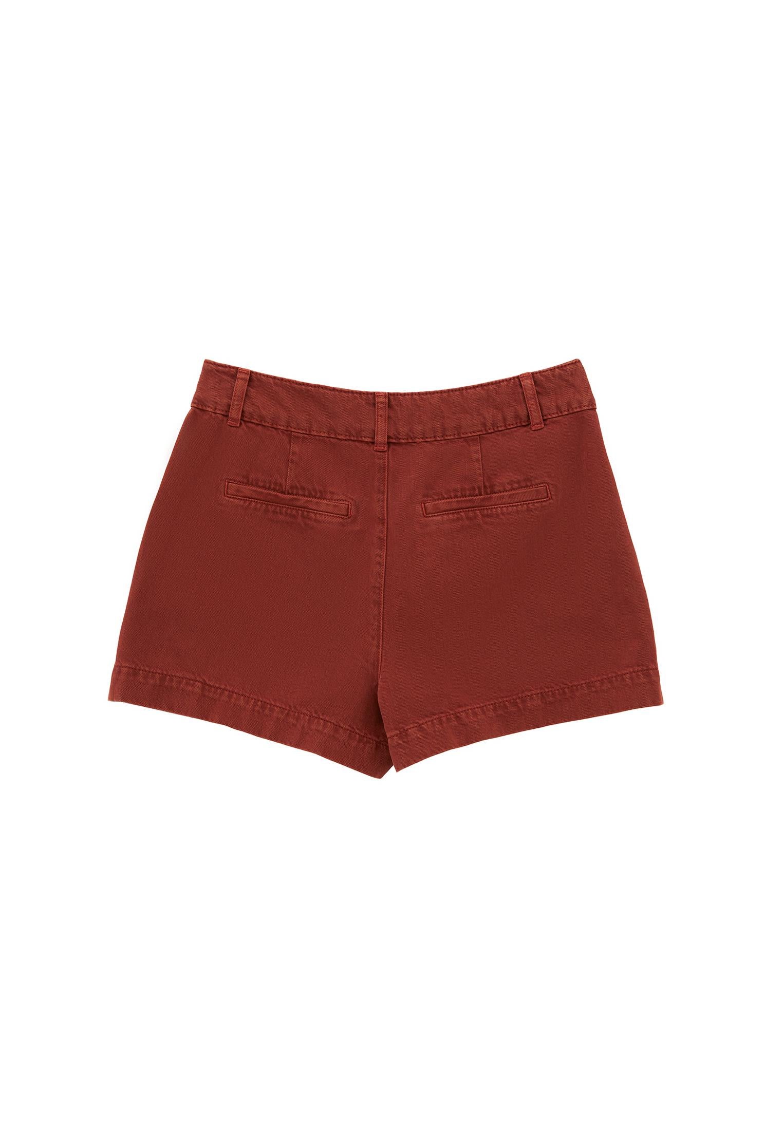 Ultra High Waist Rivet Detailed Shorts - ANTIK BRANDY BROWN