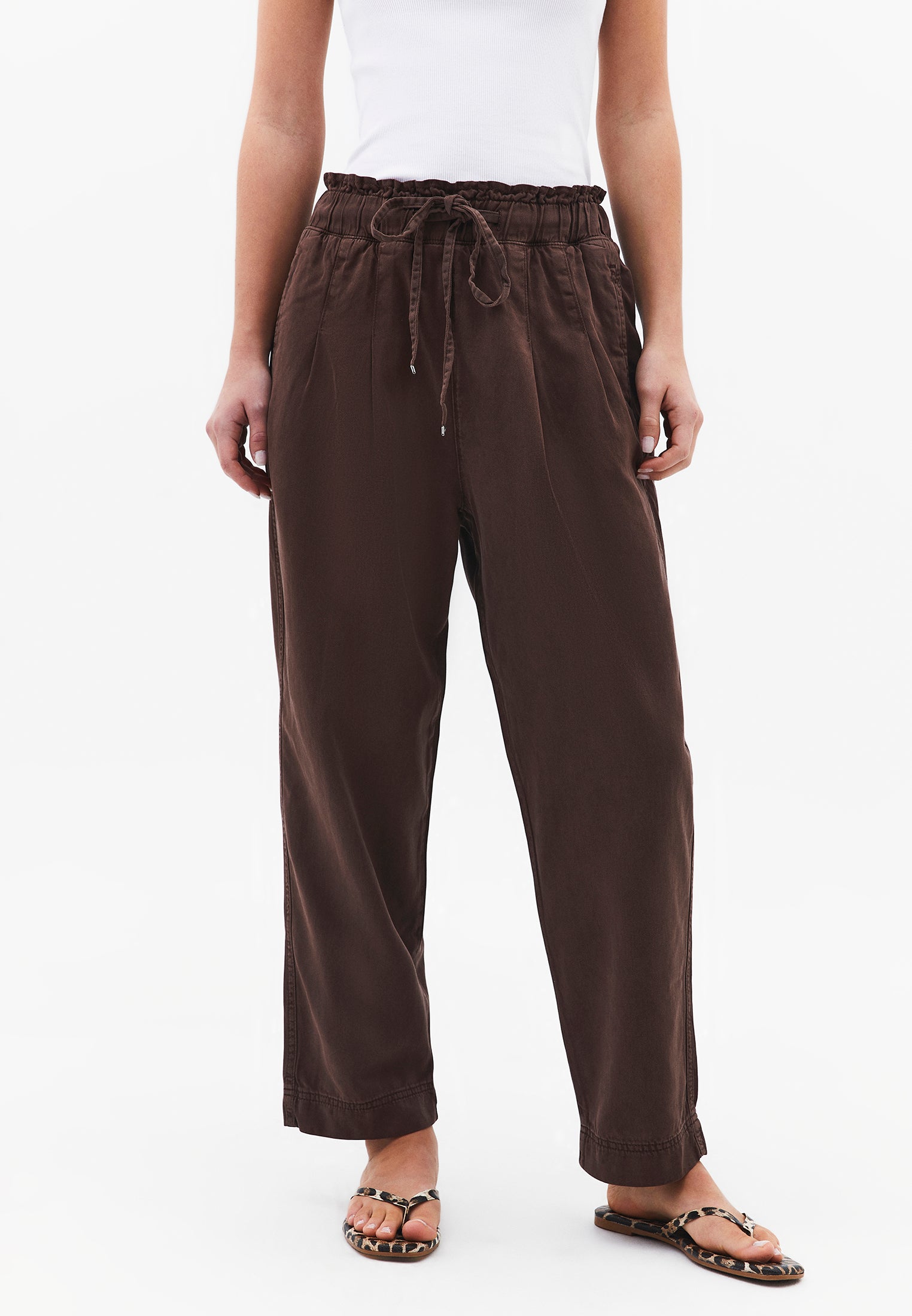 Pleated Tencel Baggy Pants - ANTIK CHICORY COFFEE