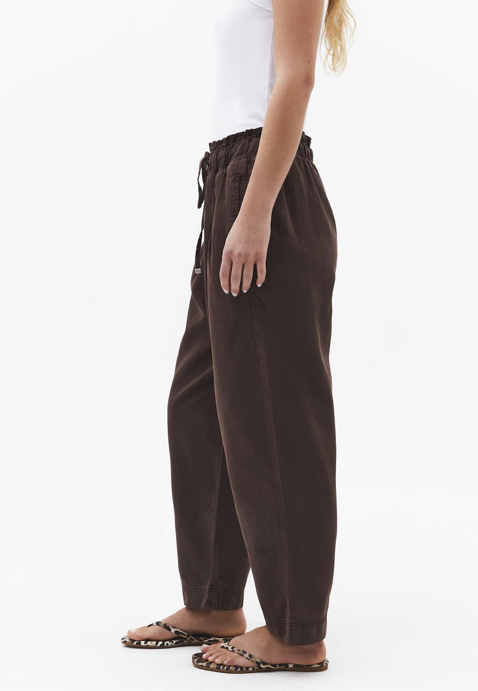 Pleated Tencel Baggy Pants - ANTIK CHICORY COFFEE