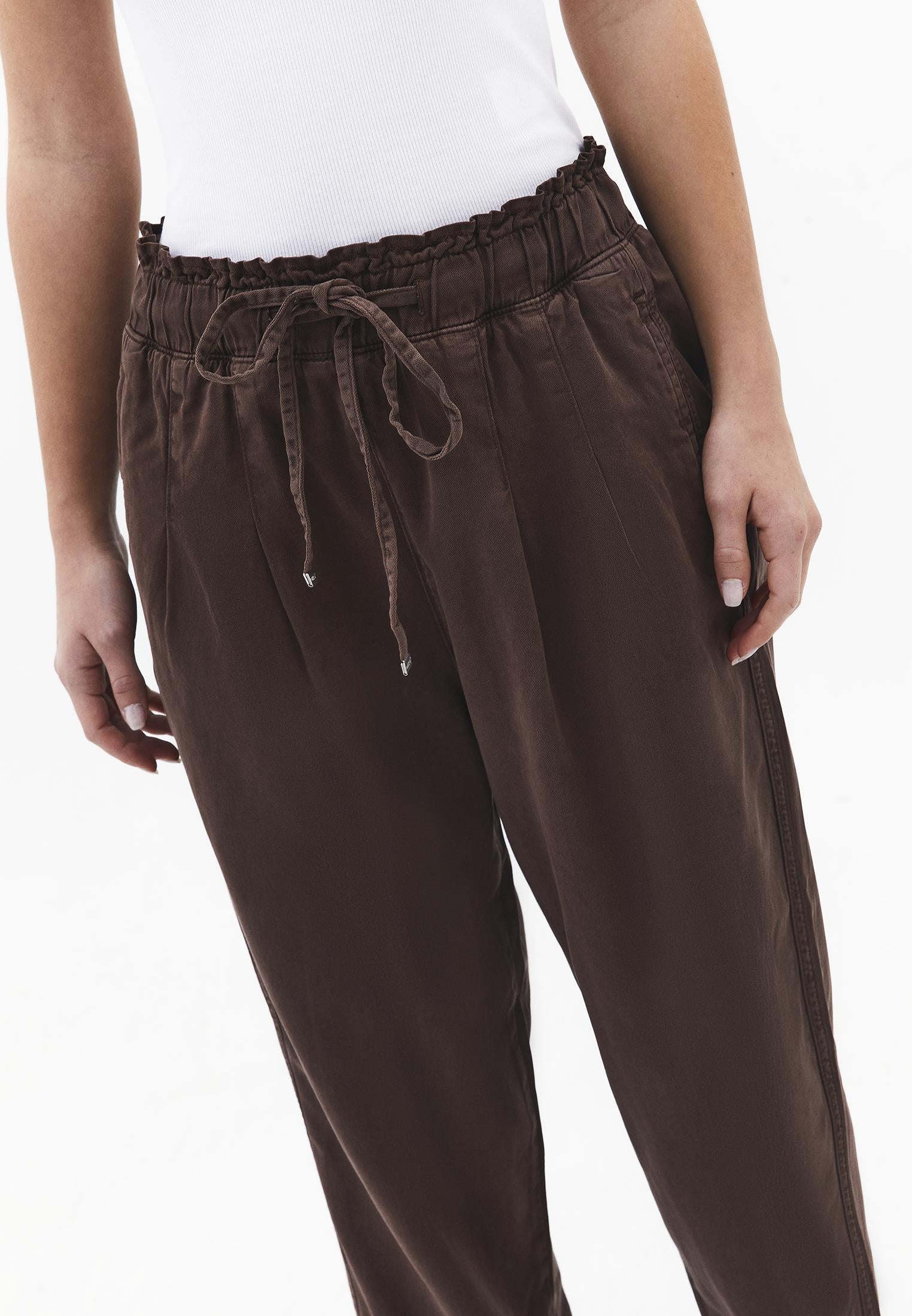 Pleated Tencel Baggy Pants - ANTIK CHICORY COFFEE