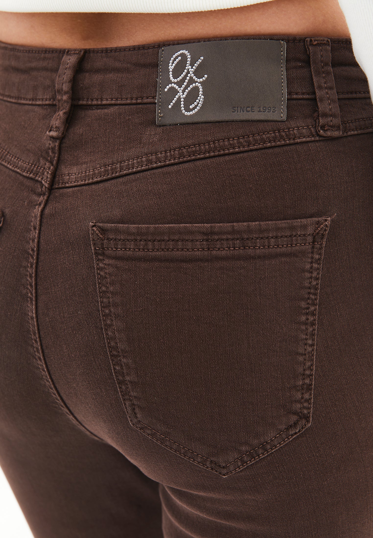 High Waist Cropped Skinny Pants - ANTIK CHICORY COFFEE