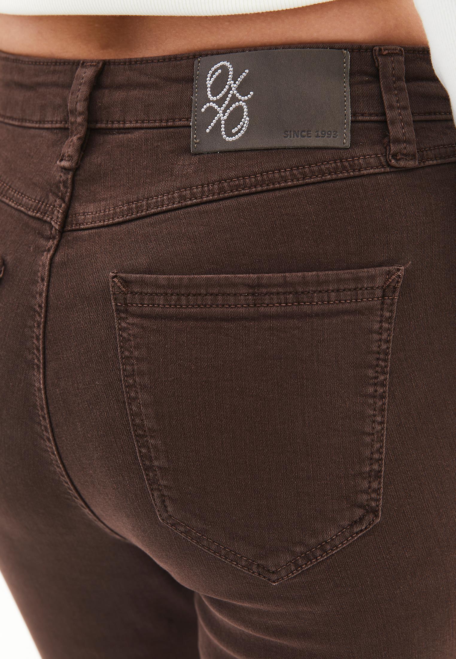 High Waist Cropped Skinny Pants - ANTIK CHICORY COFFEE