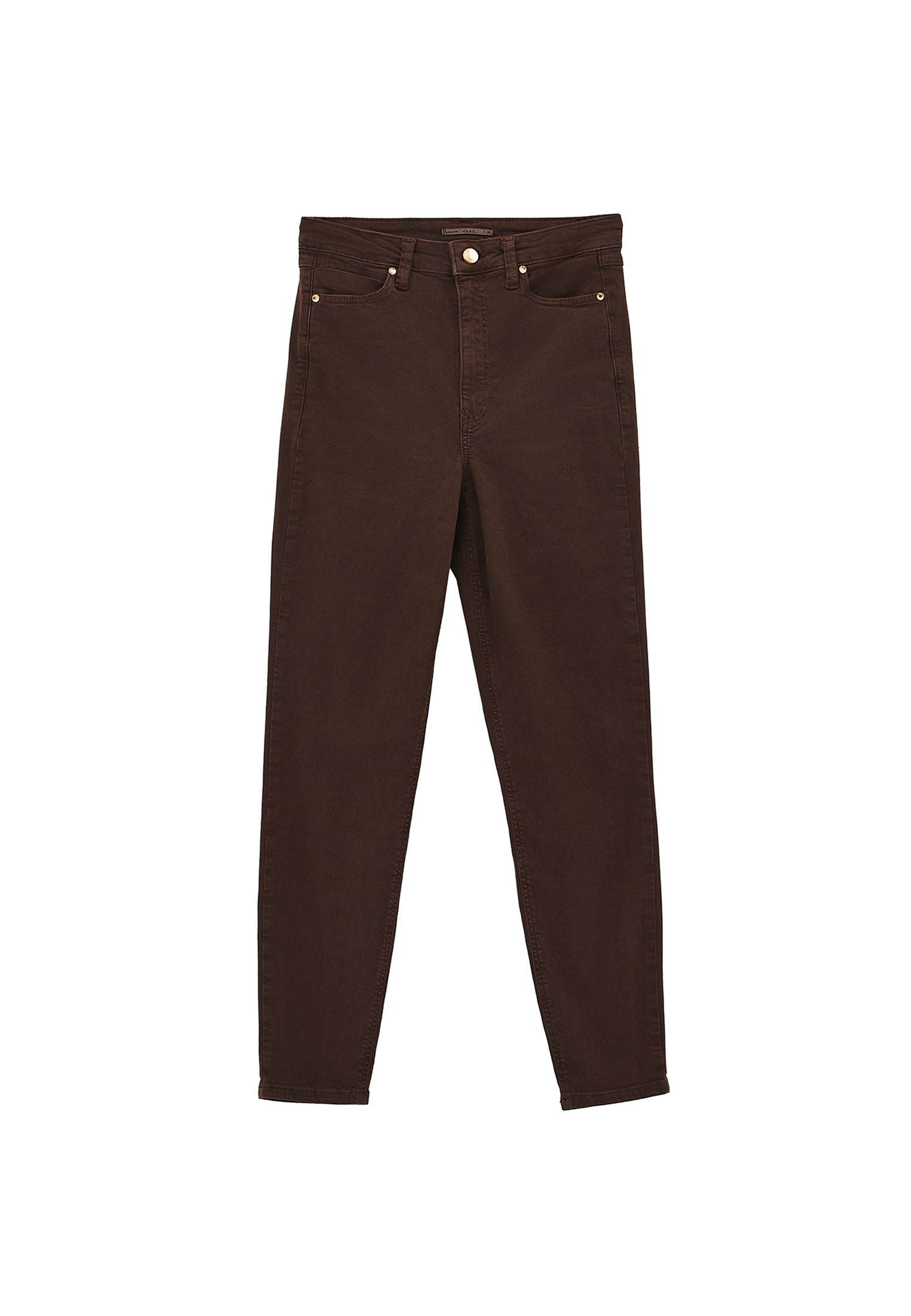 High Waist Cropped Skinny Pants - ANTIK CHICORY COFFEE