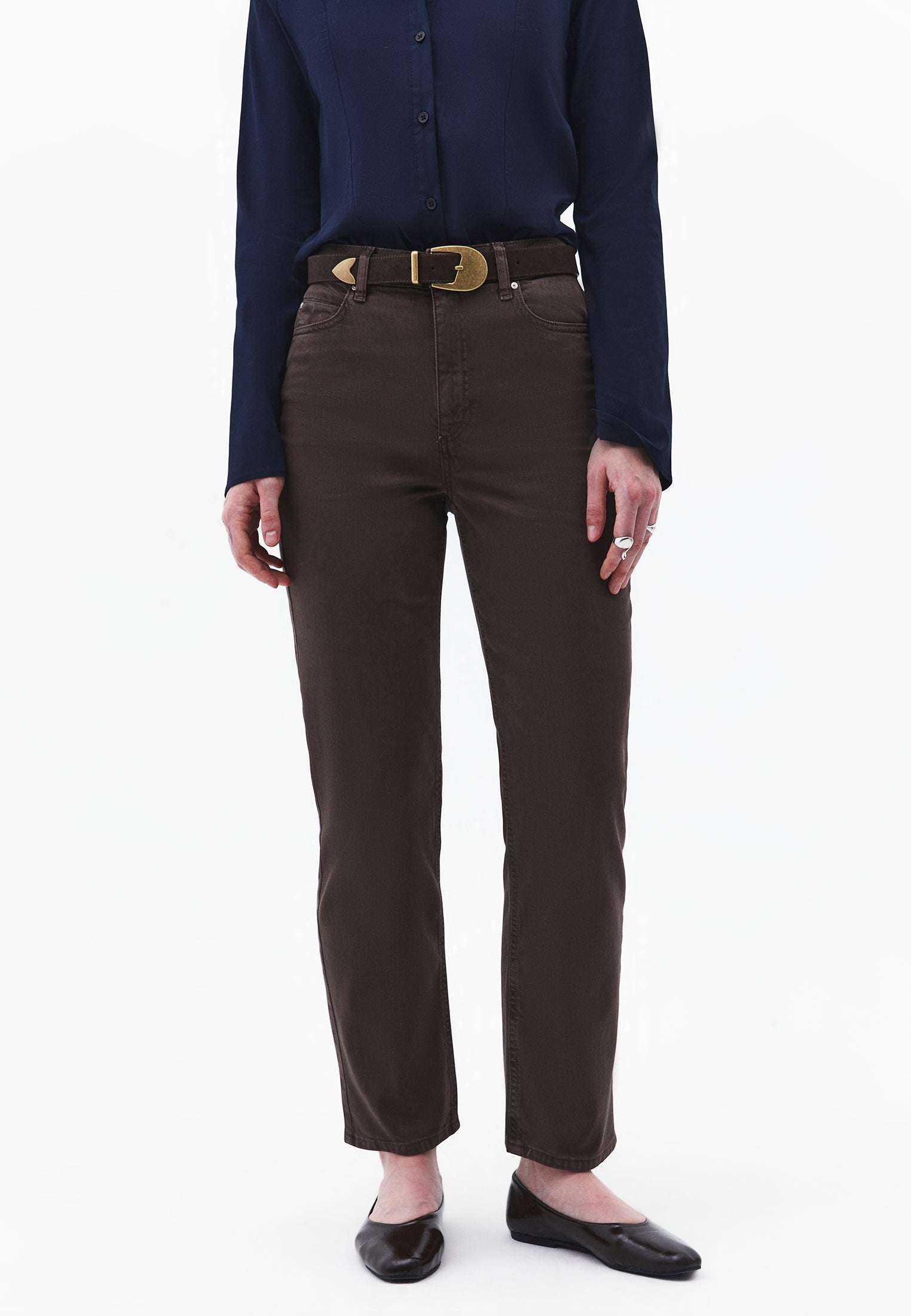 Ultra High Waist Straight Leg Pants - ANTIK CHOCOLATE BROWN