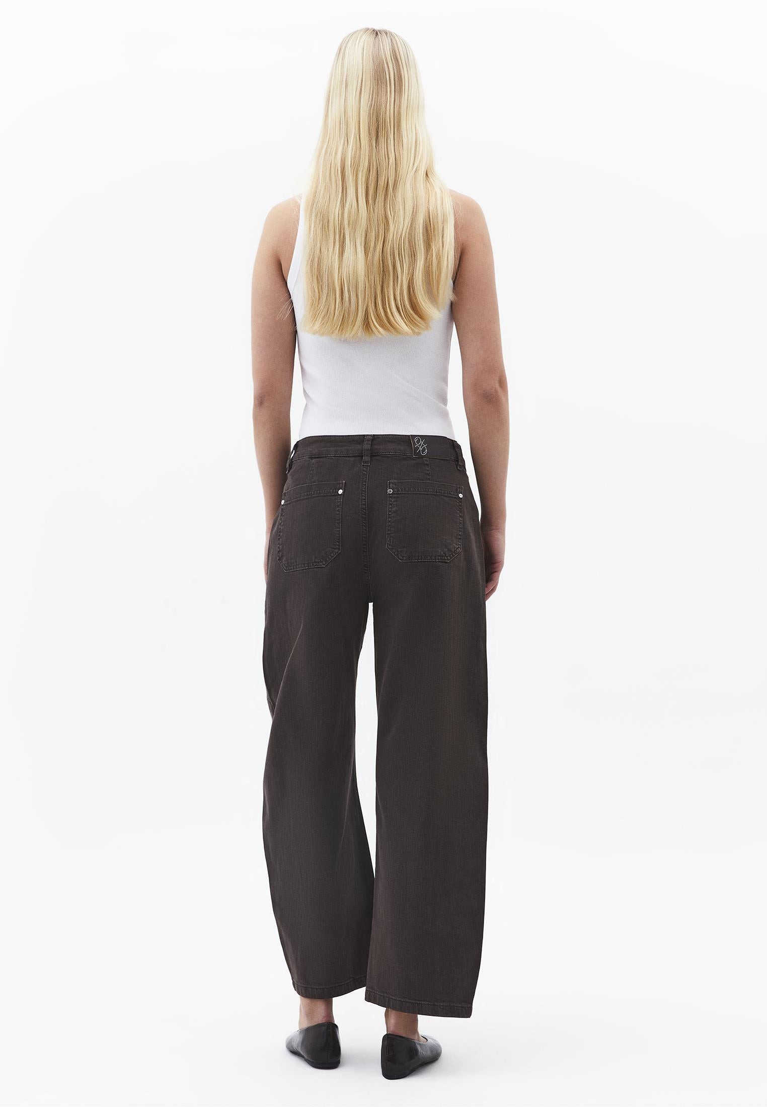 Women's Pants With Pocket Detail Barrel Leg - ANTIK CHOCOLATE BROWN
