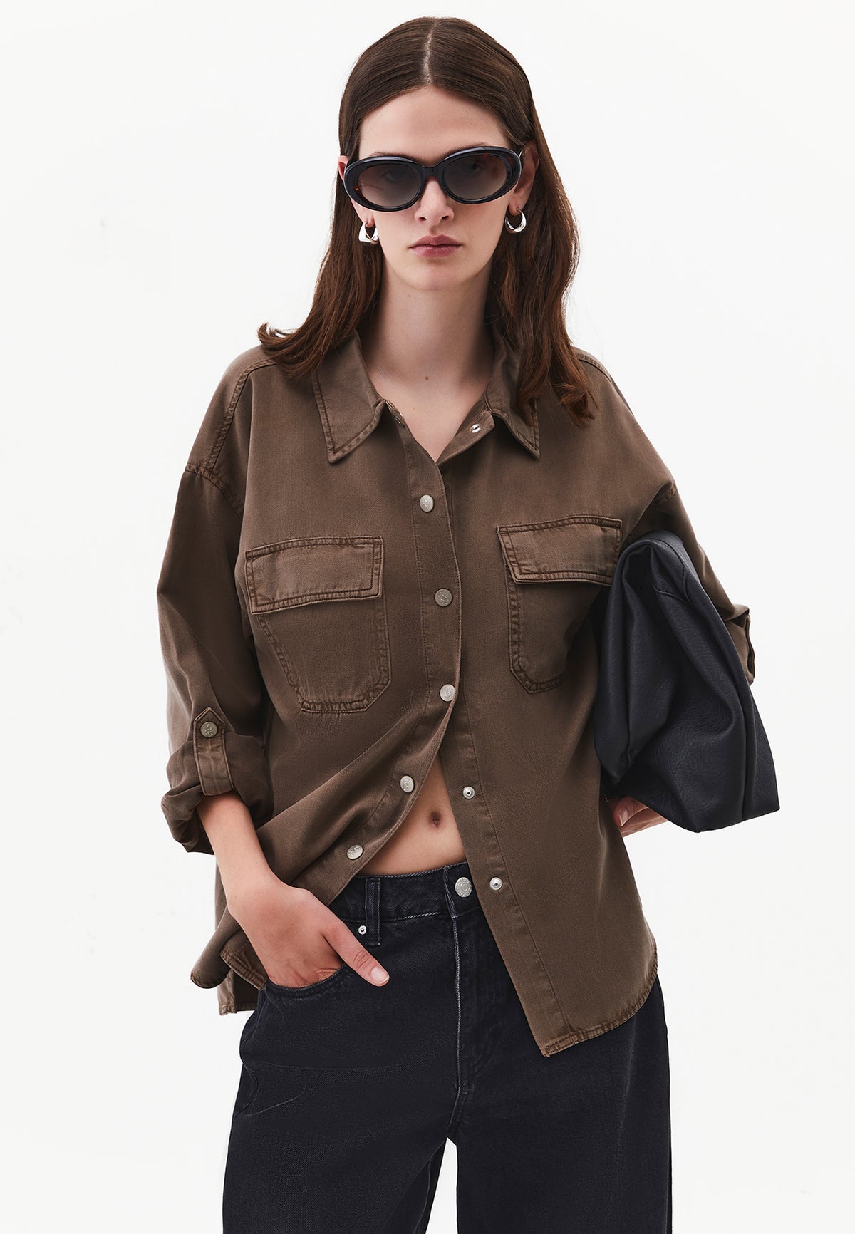 Oversize Shirt With Pocket Detail - ANTIK CHOCOLATE CHIP