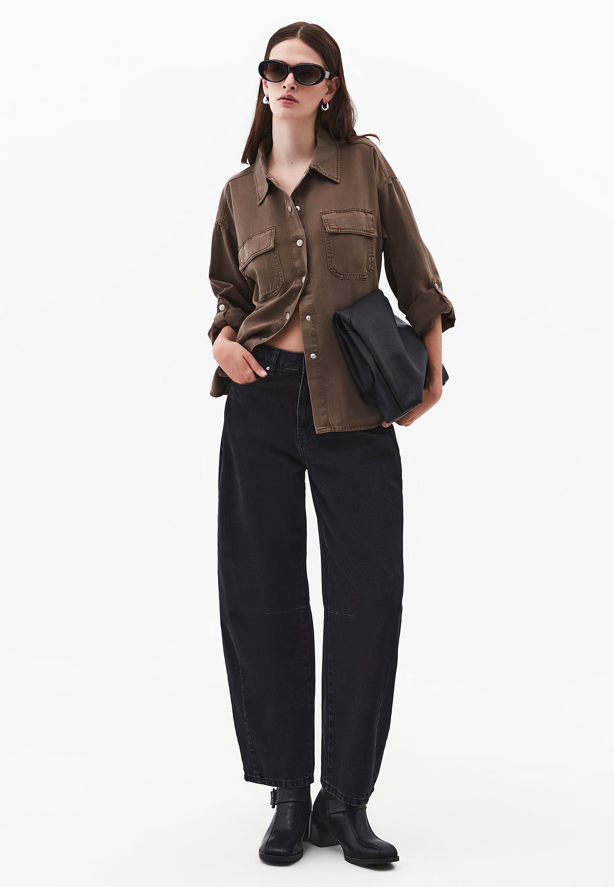 Oversize Shirt With Pocket Detail - ANTIK CHOCOLATE CHIP