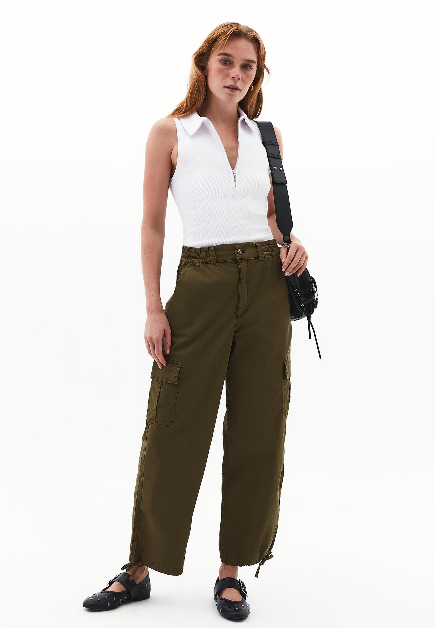 Jogger High Waist Belted Detail Pants - ANTIK DARK OLIVE