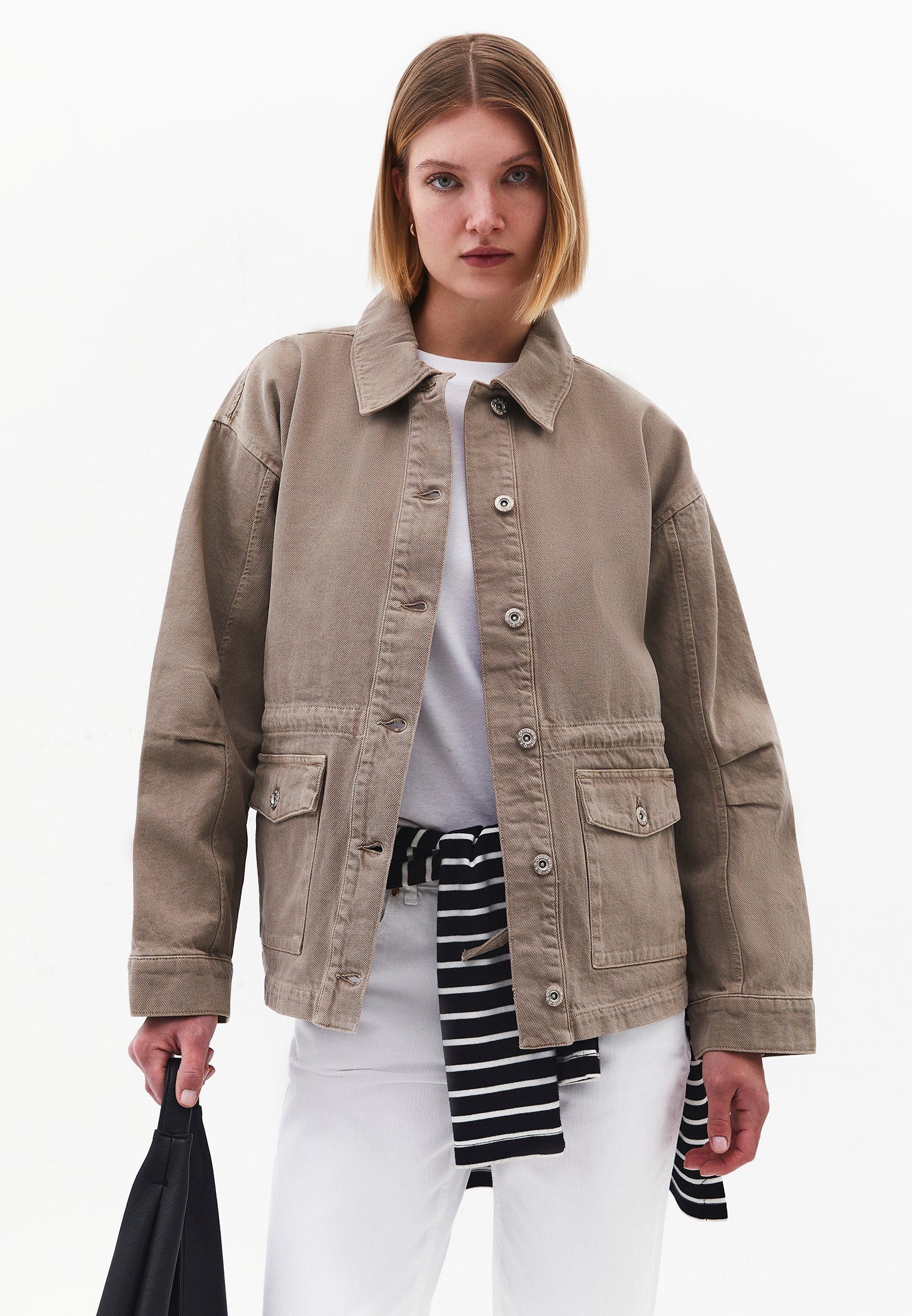 Loose Fit Pocket Detailed Long Sleeve Jacket - ANTIK DESERT TAUPE