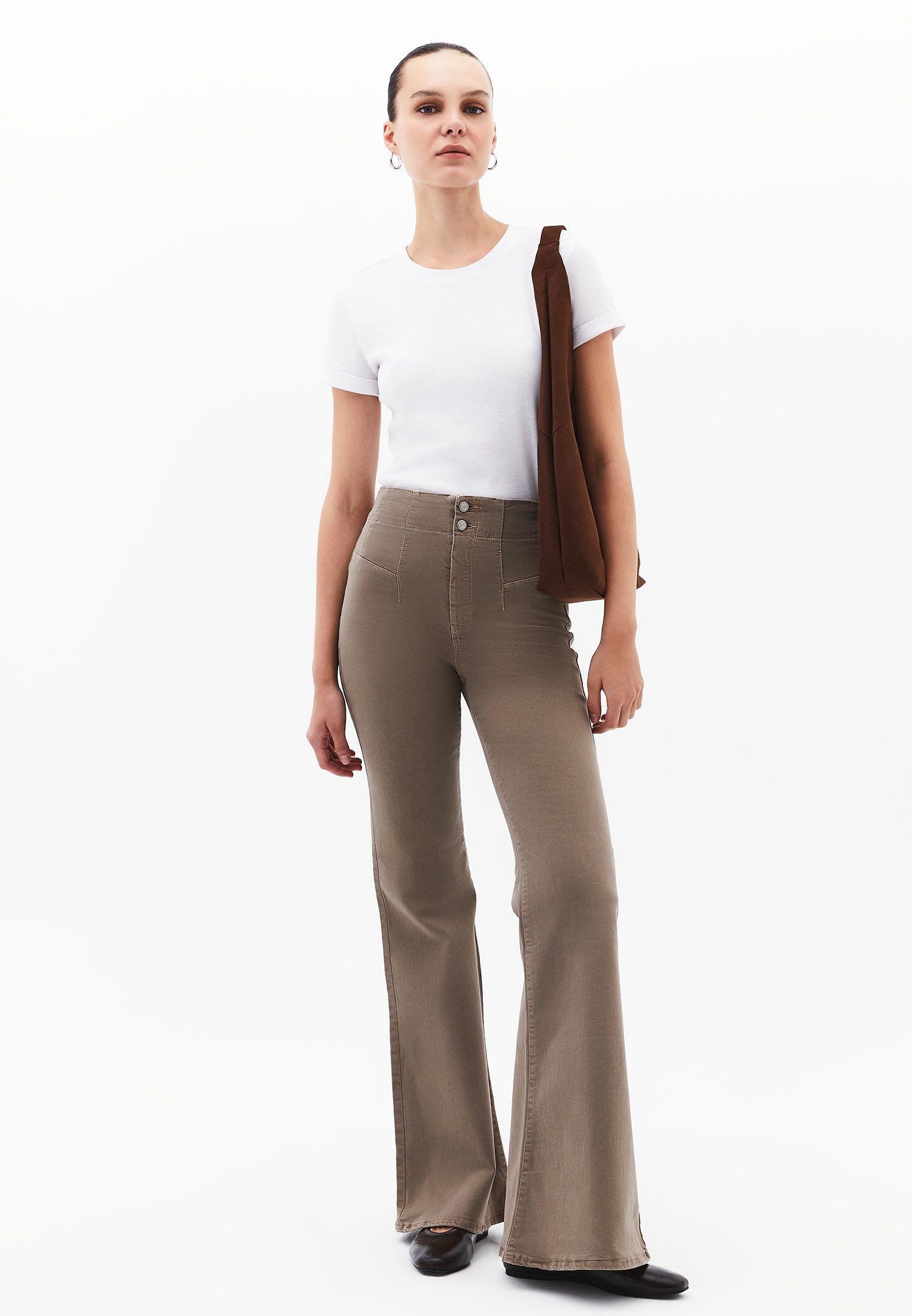 Standard Length Ultra High Waist Flared Pants - ANTIK DESERT TAUPE