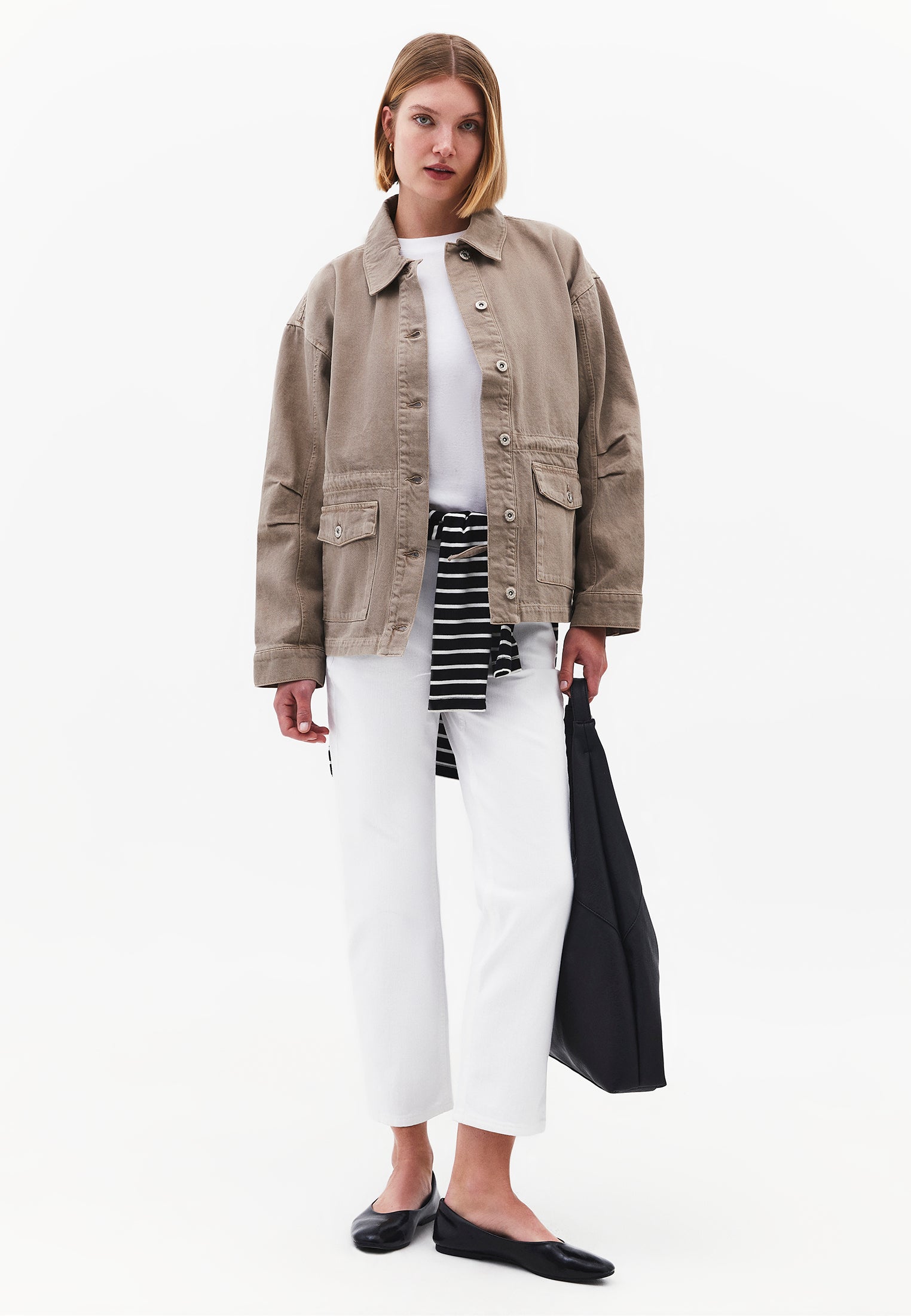 Loose Fit Pocket Detailed Long Sleeve Jacket - ANTIK DESERT TAUPE