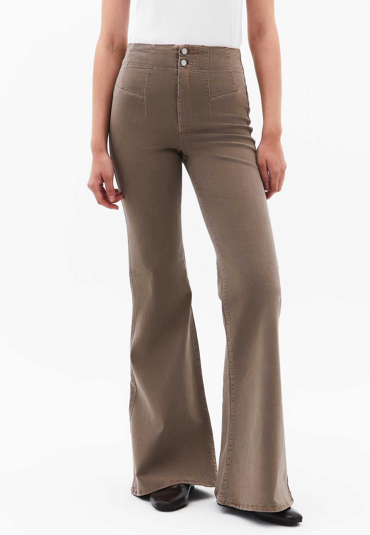 Standard Length Ultra High Waist Flared Pants - ANTIK DESERT TAUPE
