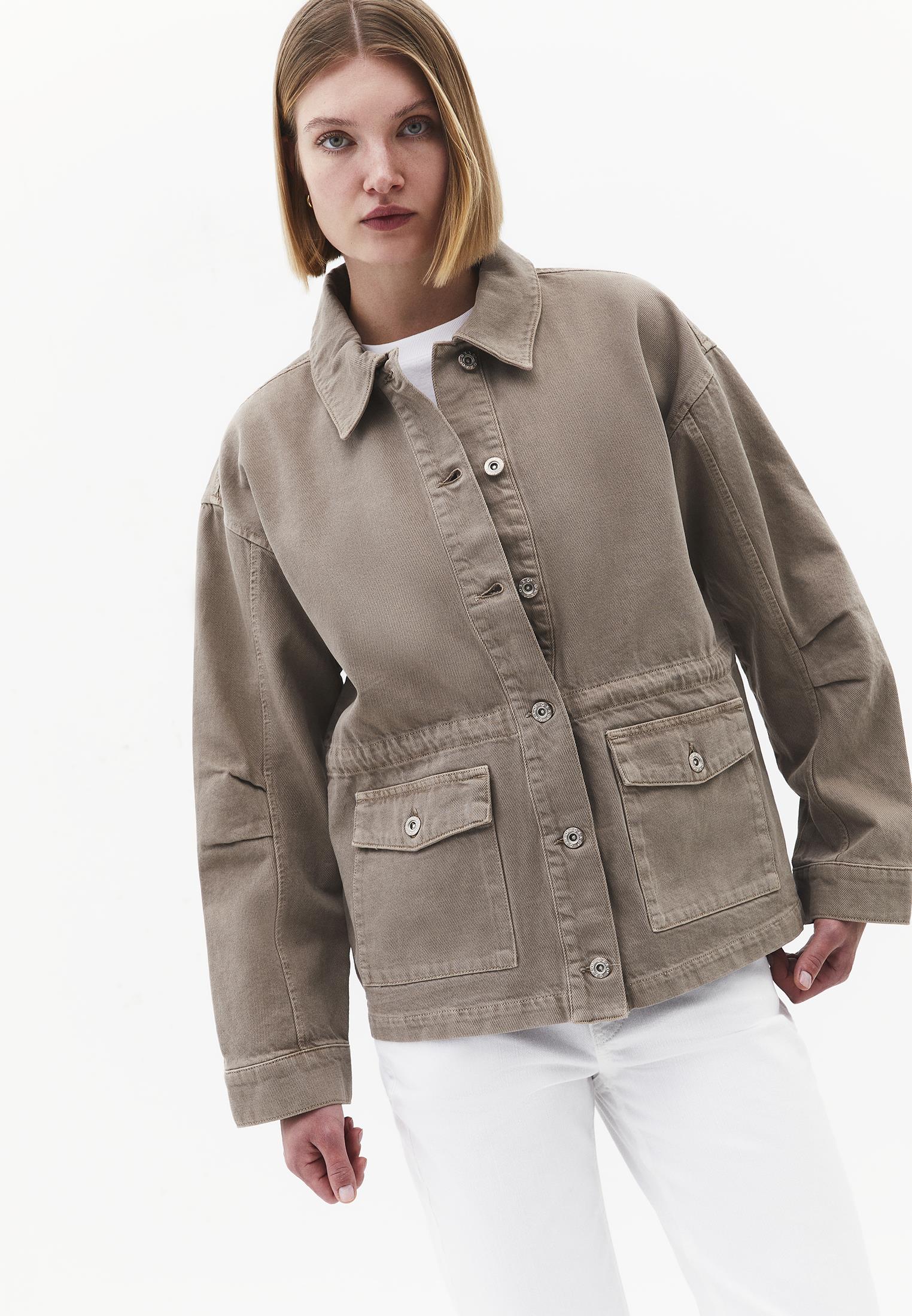 Loose Fit Pocket Detailed Long Sleeve Jacket - ANTIK DESERT TAUPE
