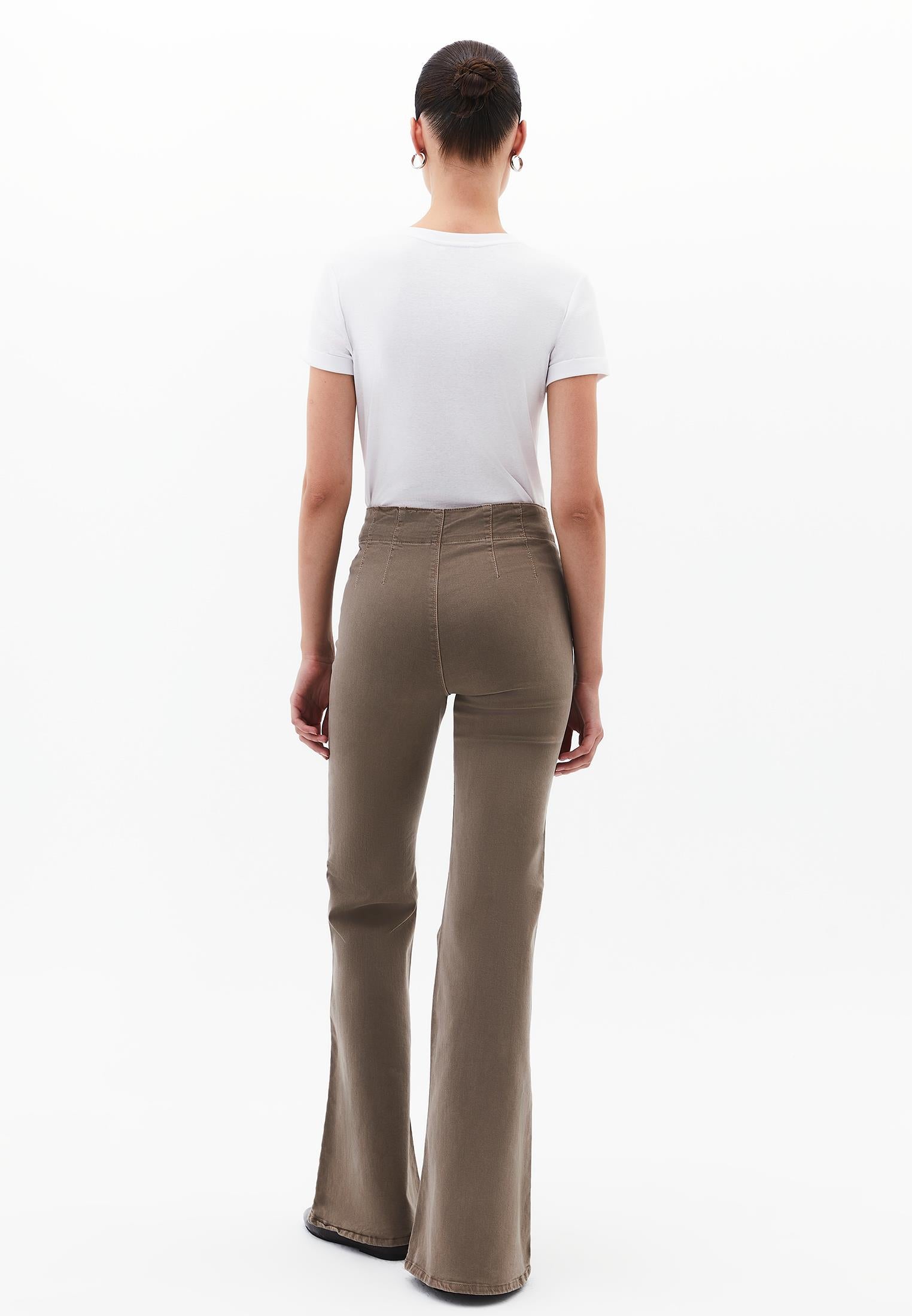 Long Slit Spanish Flared Pants - ANTIK DESERT TAUPE