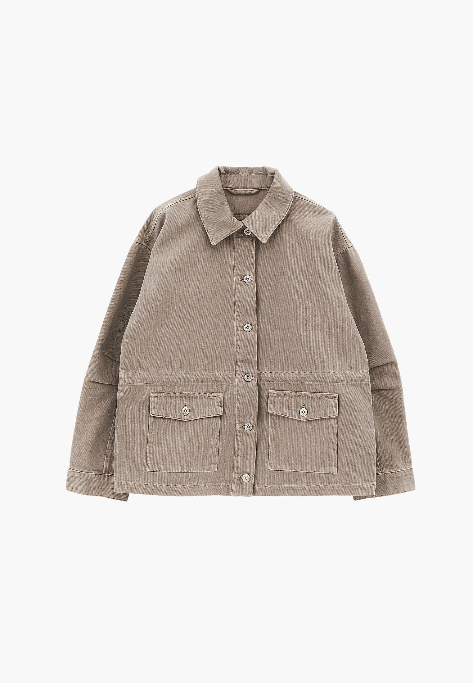 Loose Fit Pocket Detailed Long Sleeve Jacket - ANTIK DESERT TAUPE
