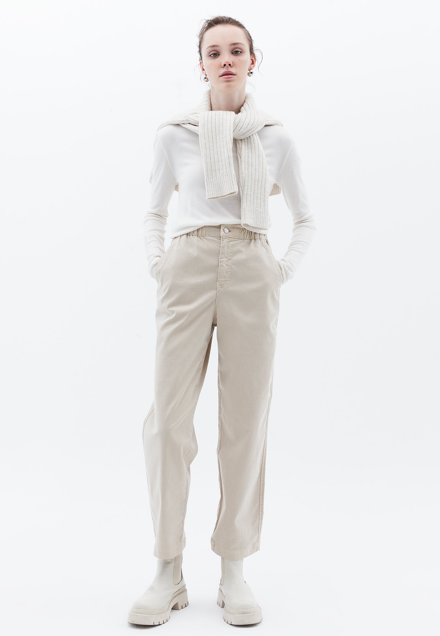 High Waist Carrot Pants - ANTIK FEATHER GRAY
