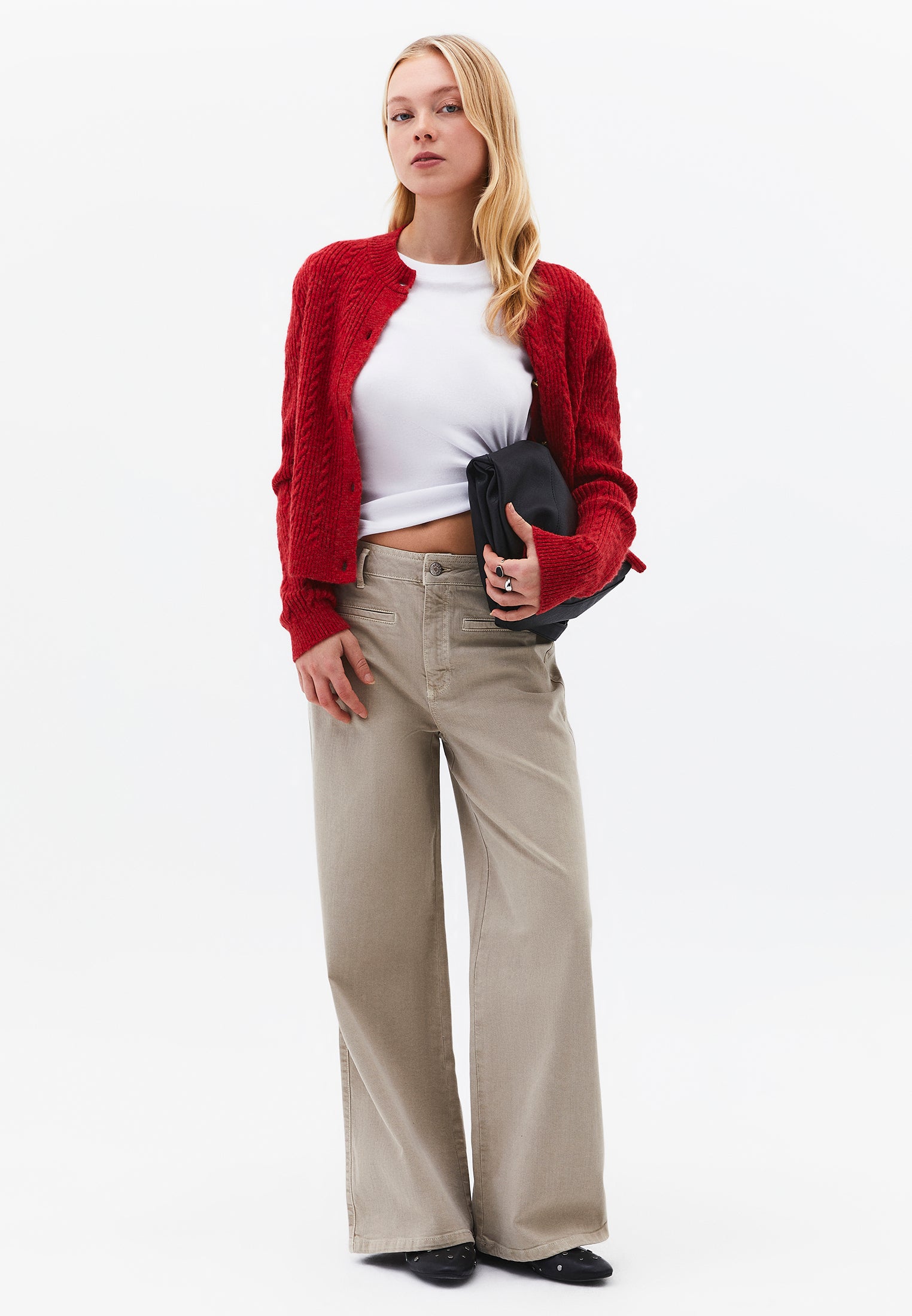 Wide Leg Pants With Pocket Detail - ANTIK FEATHER GRAY