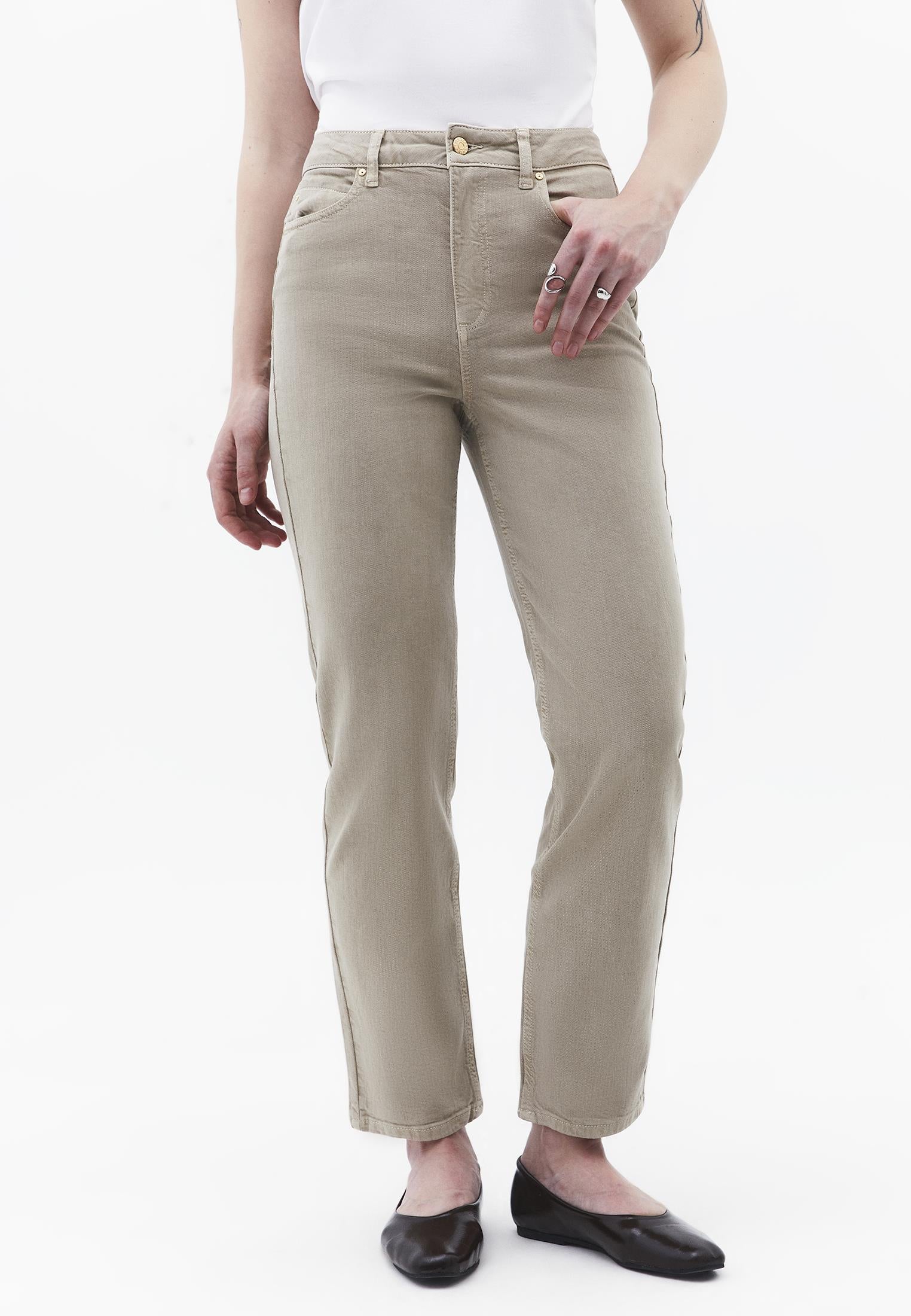 Ultra High Waist Straight Leg Pants - ANTIK FEATHER GRAY