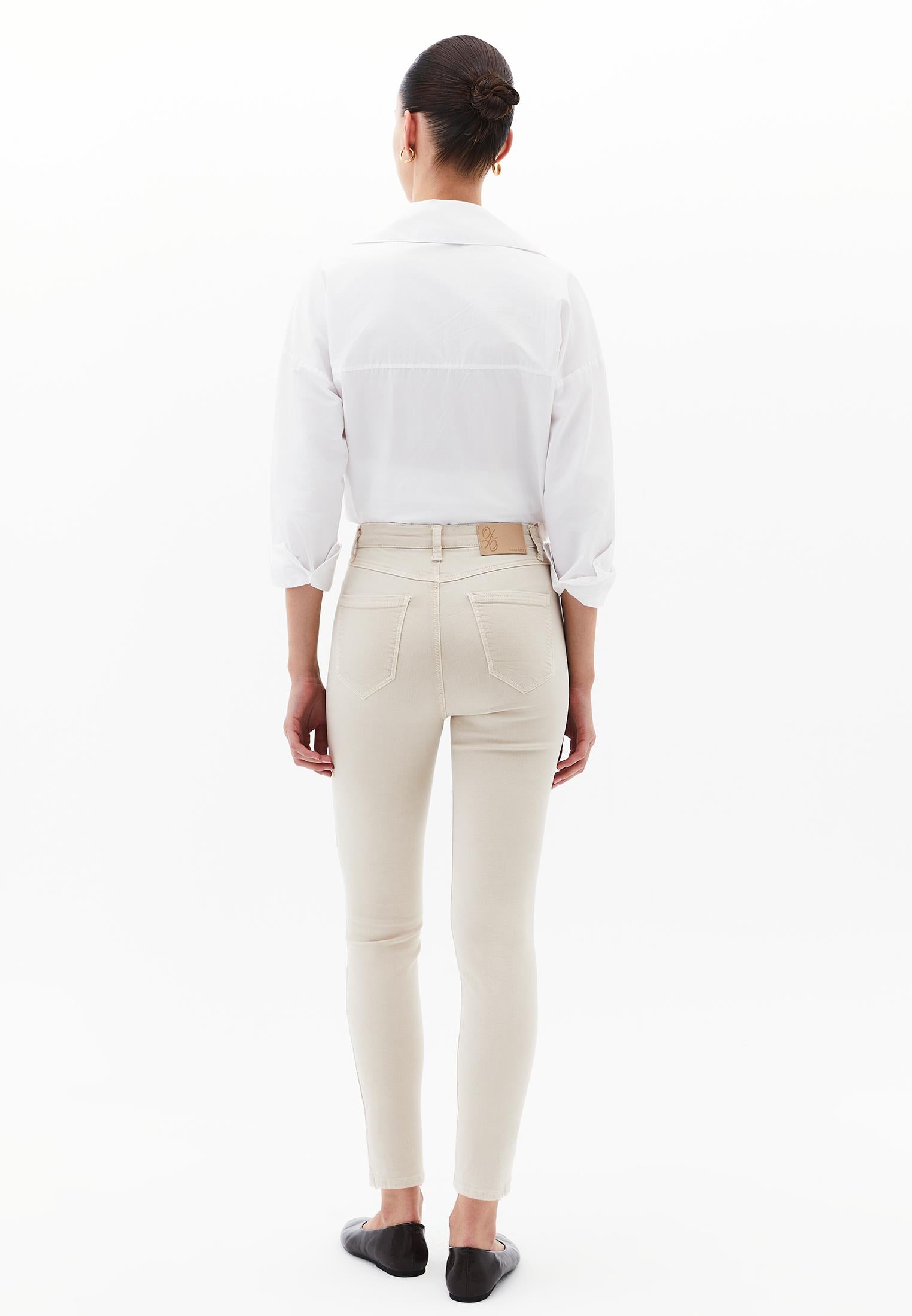 High Waist Cropped Skinny Pants - ANTIK FEATHER GRAY