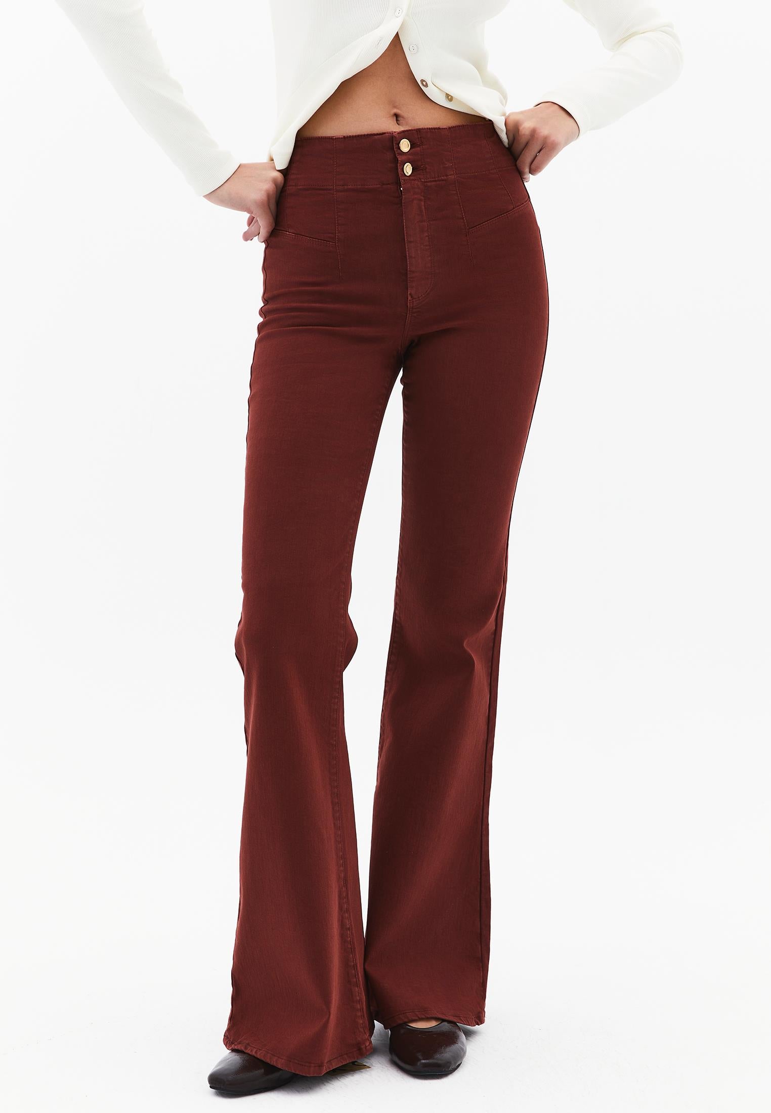 Standard Length Ultra High Waist Flared Pants - ANTIK FIRED BRICK
