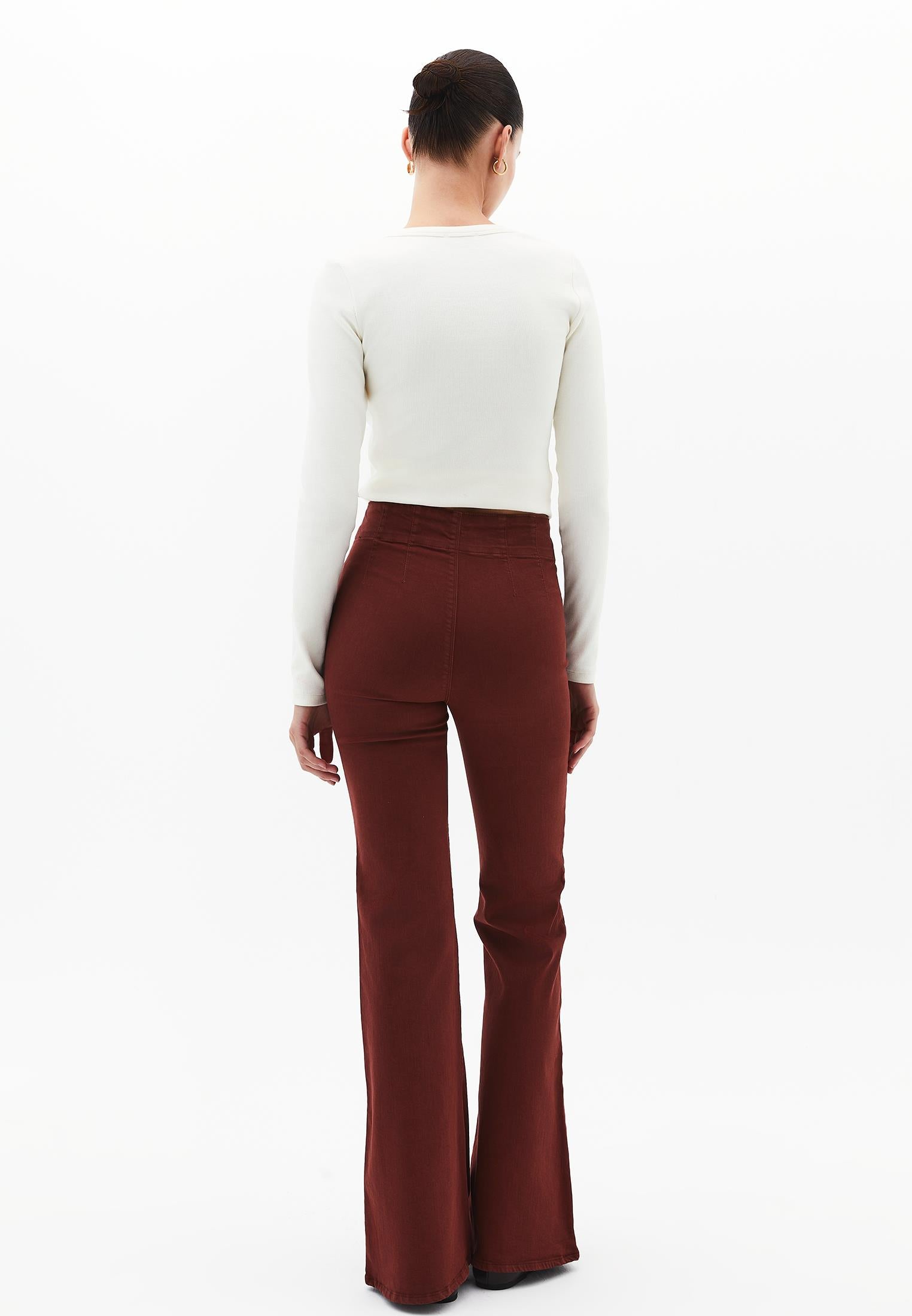 Standard Length Ultra High Waist Flared Pants - ANTIK FIRED BRICK