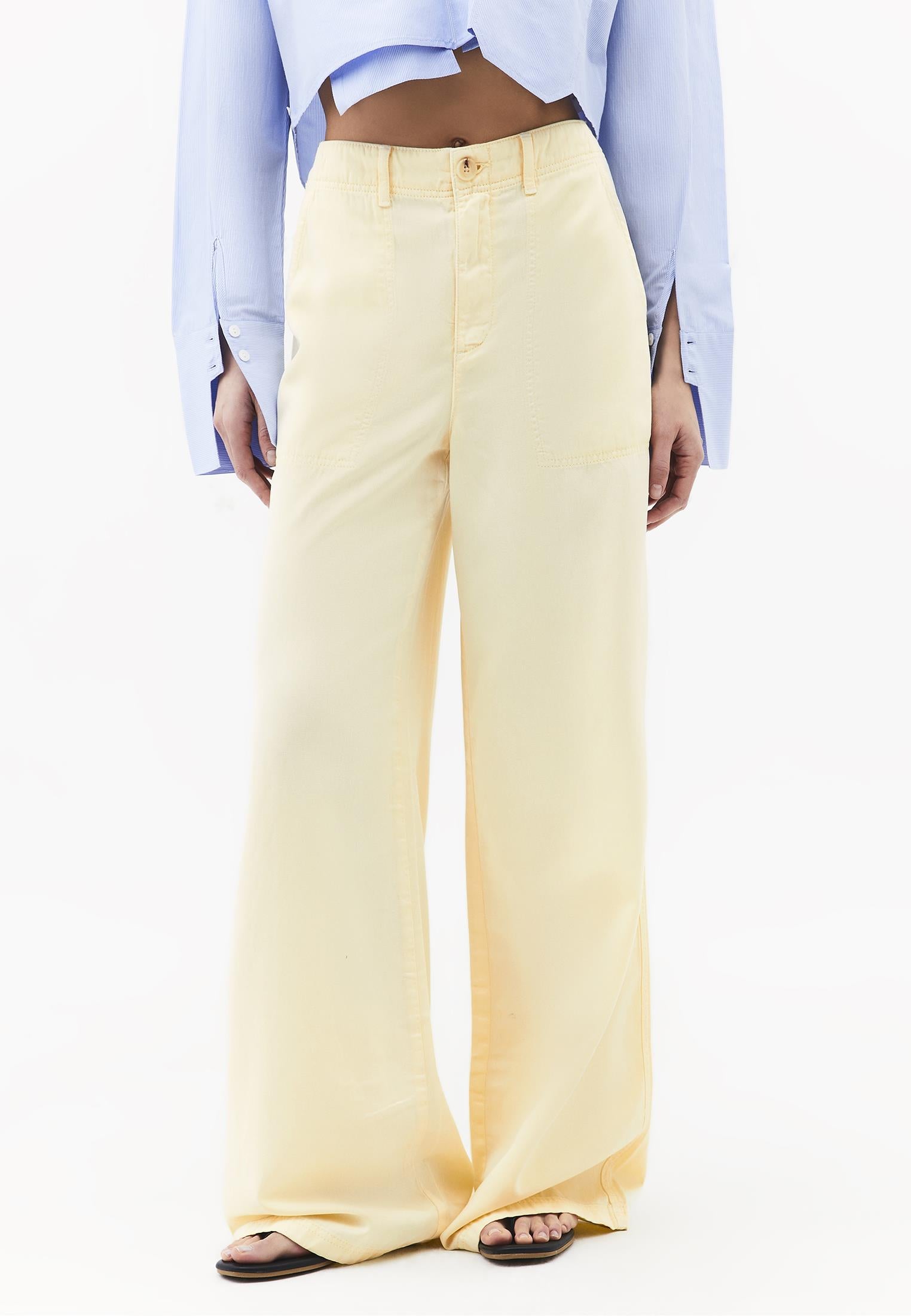 High Waist Pocket Detailed Wide Leg Pants - ANTIK FLAN