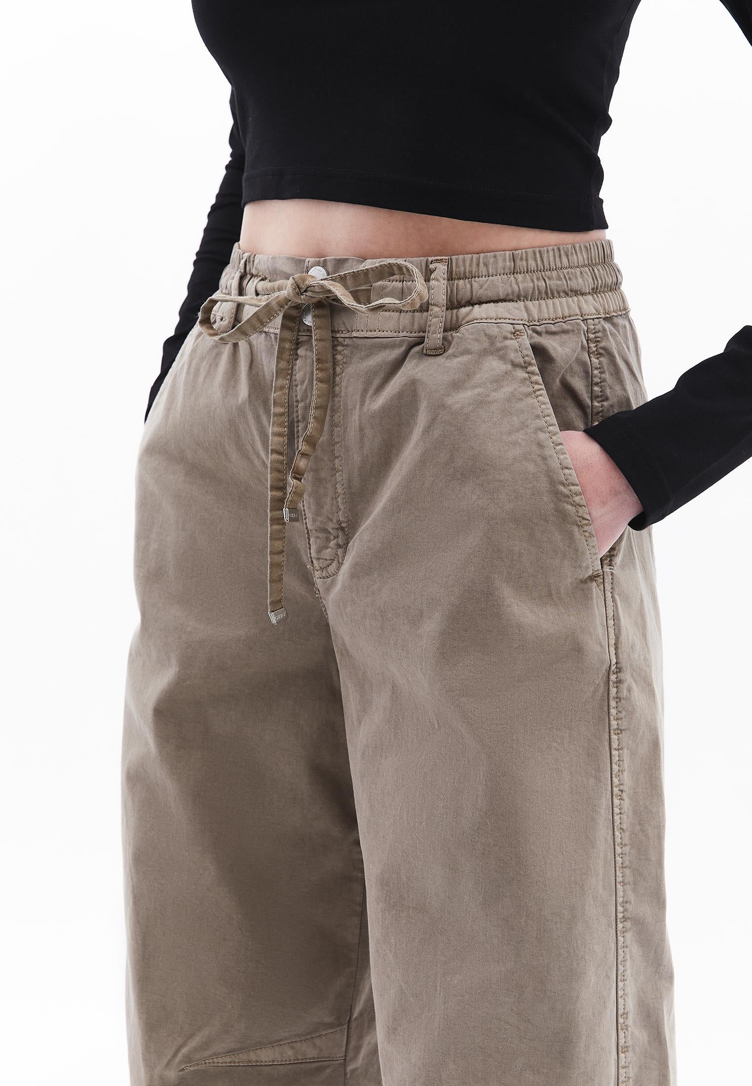 Barrel Cut Tie Waist Barrel Leg Pants - ANTIK FUNGI