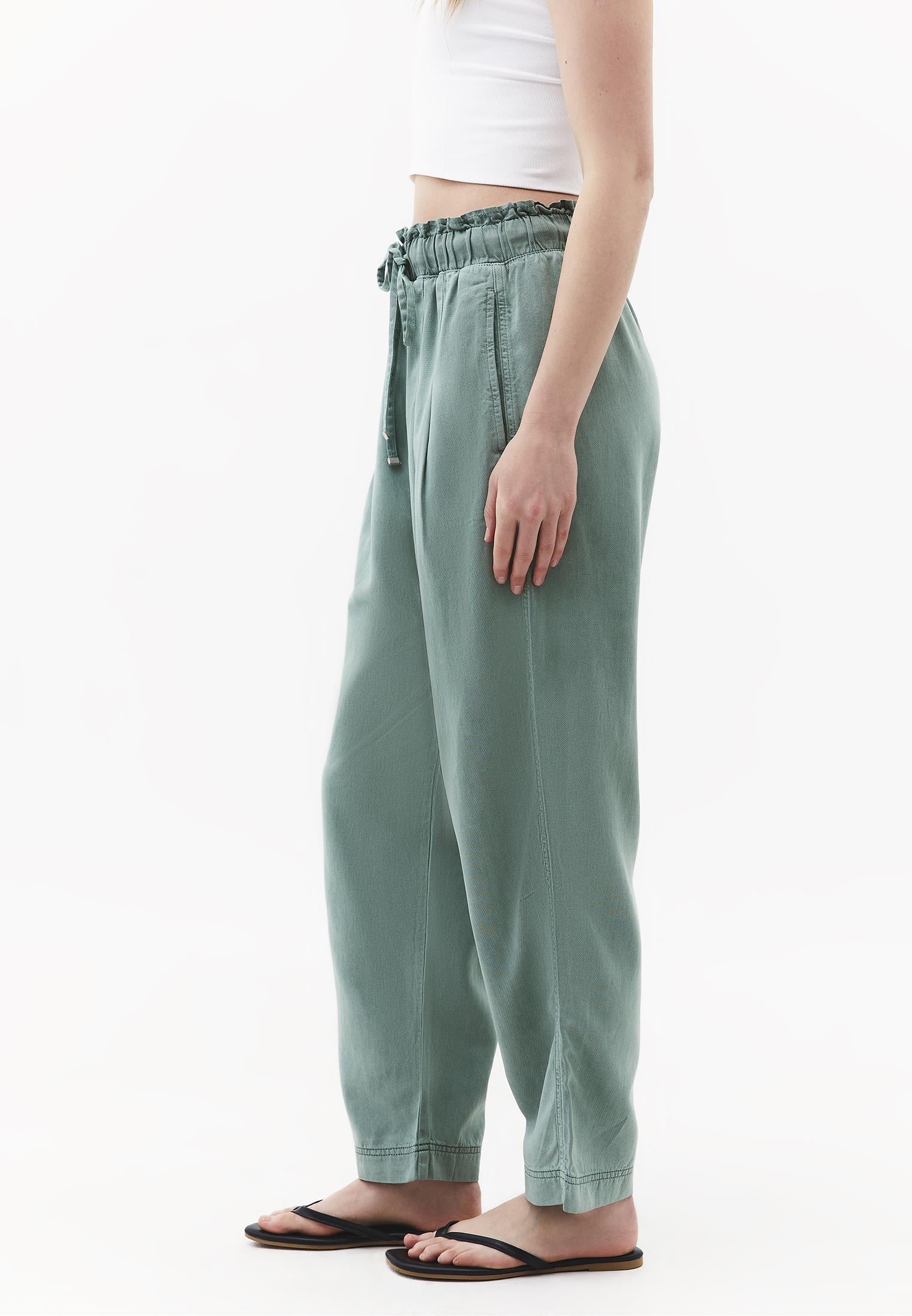 Pleated Tencel Baggy Pants - ANTIK GREEN MILIEU