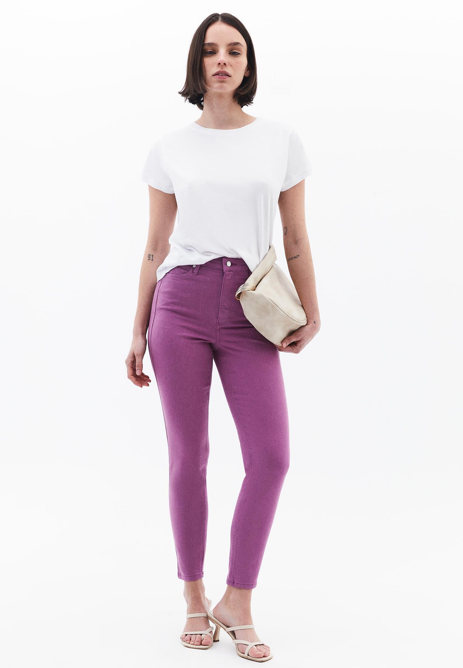 High Waist Cropped Skinny Pants With Pocket Detail - ANTIK IRIS ORCHID