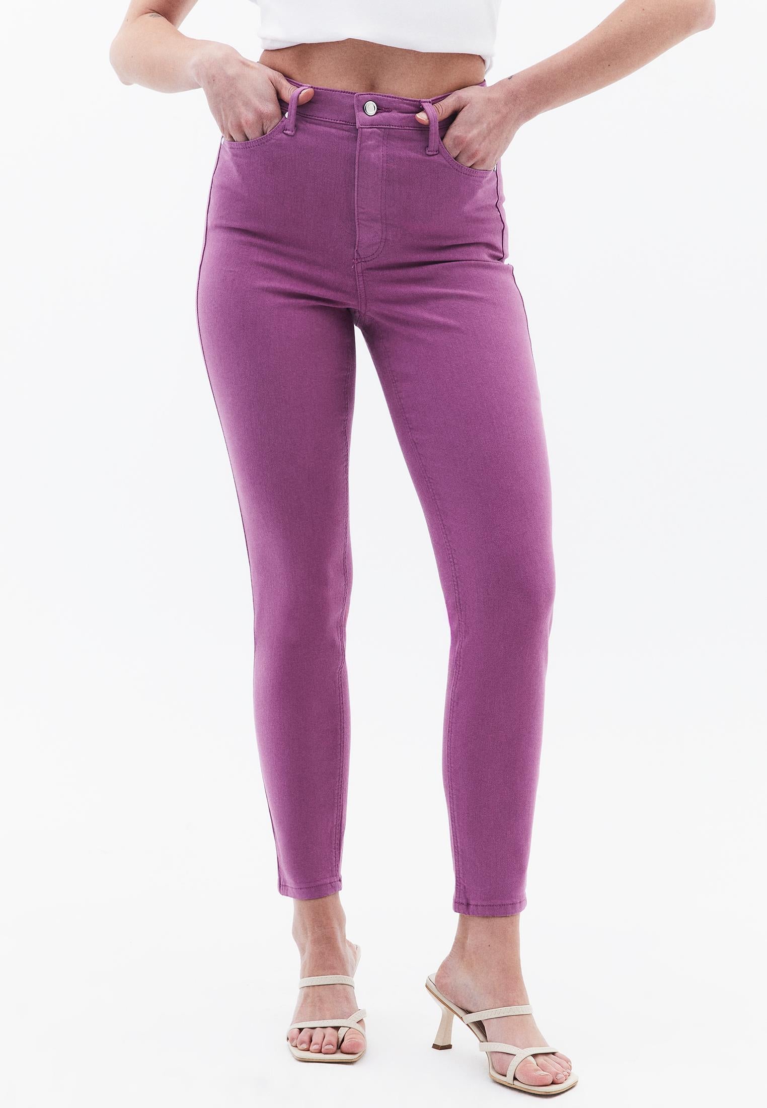 High Waist Cropped Skinny Pants With Pocket Detail - ANTIK IRIS ORCHID