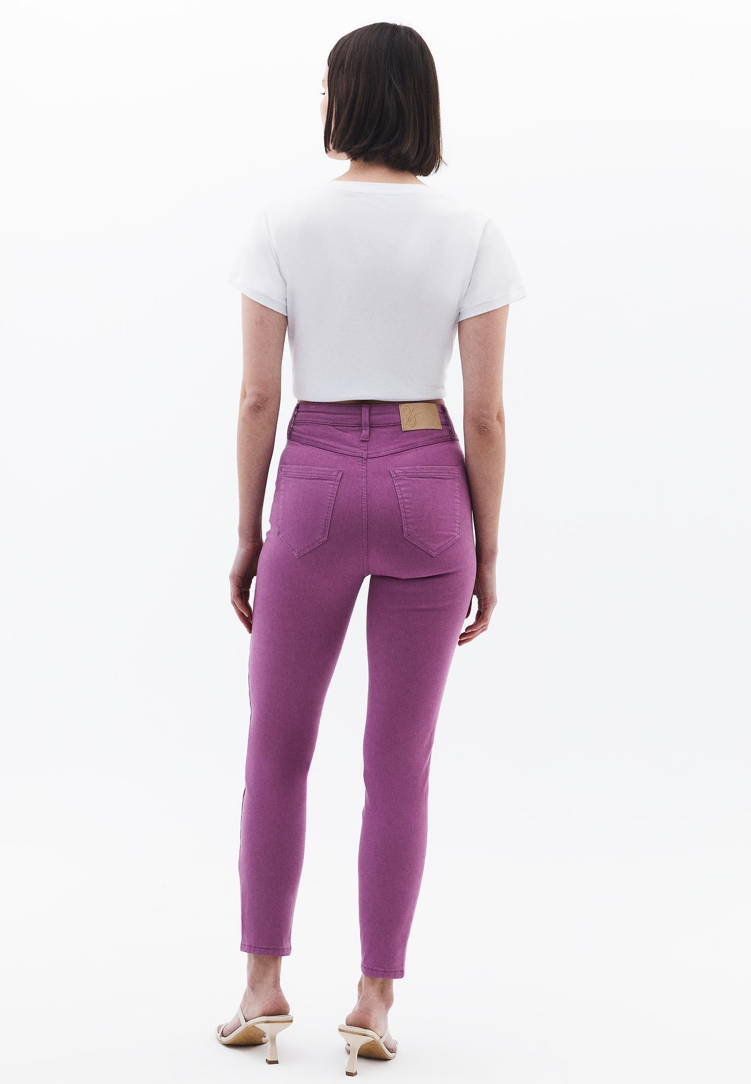 High Waist Cropped Skinny Pants With Pocket Detail - ANTIK IRIS ORCHID