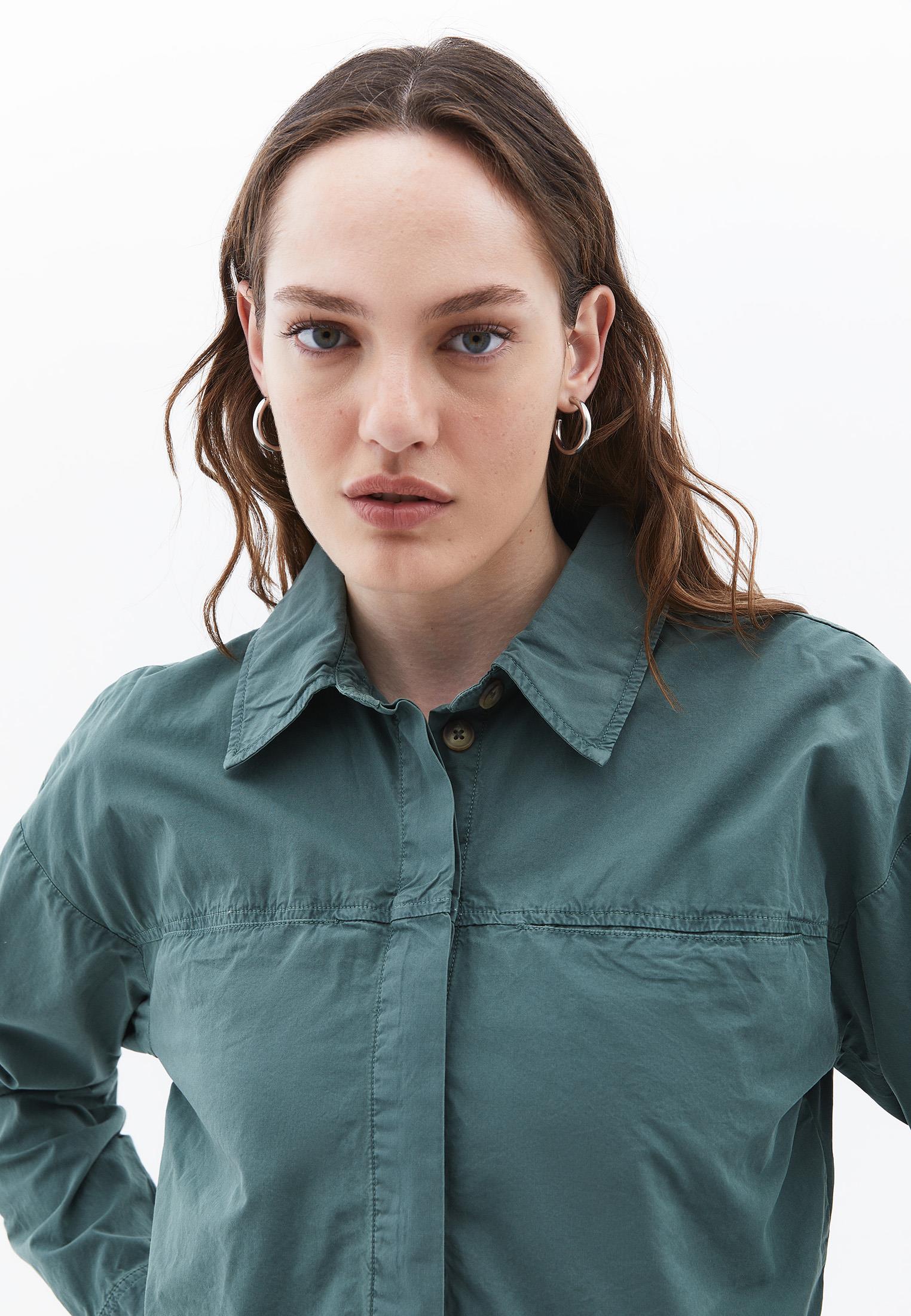 Pocketed Loose Fit Cropped Shirt - ANTIK LAUREL WREATH