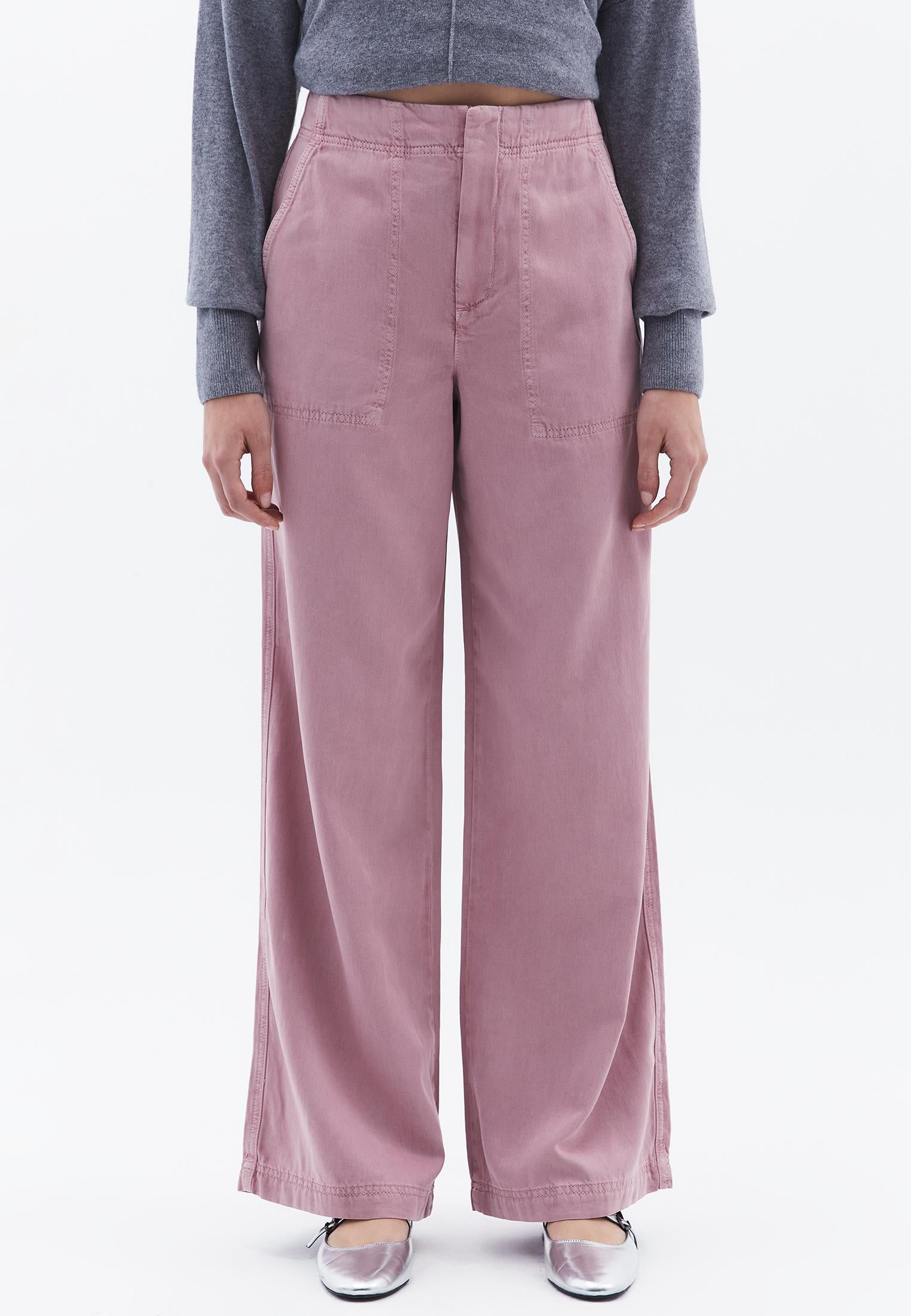 Wide Leg Normal Waist Trousers With Pocket Detail - ANTIK LILAS