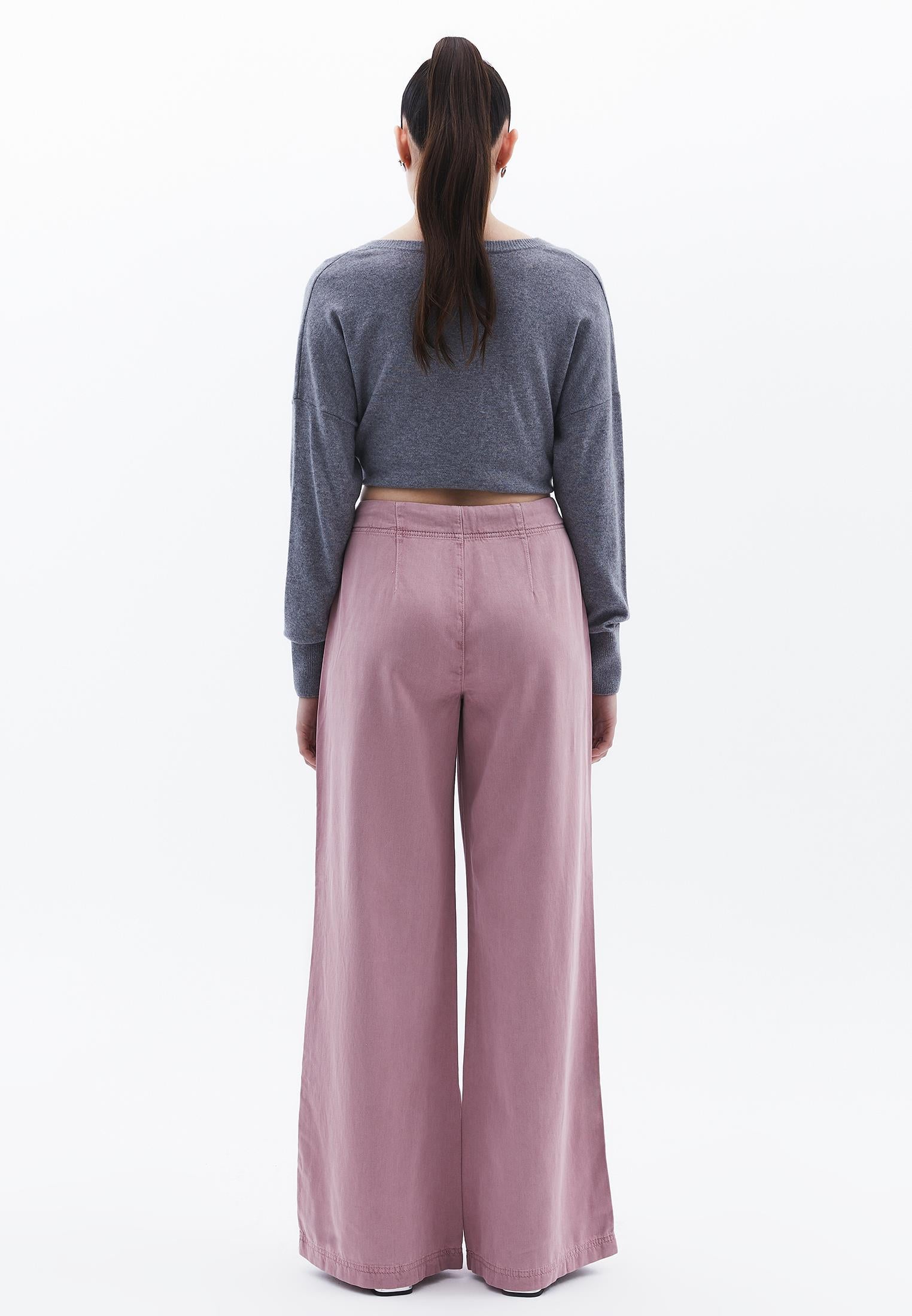Wide Leg Normal Waist Trousers With Pocket Detail - ANTIK LILAS