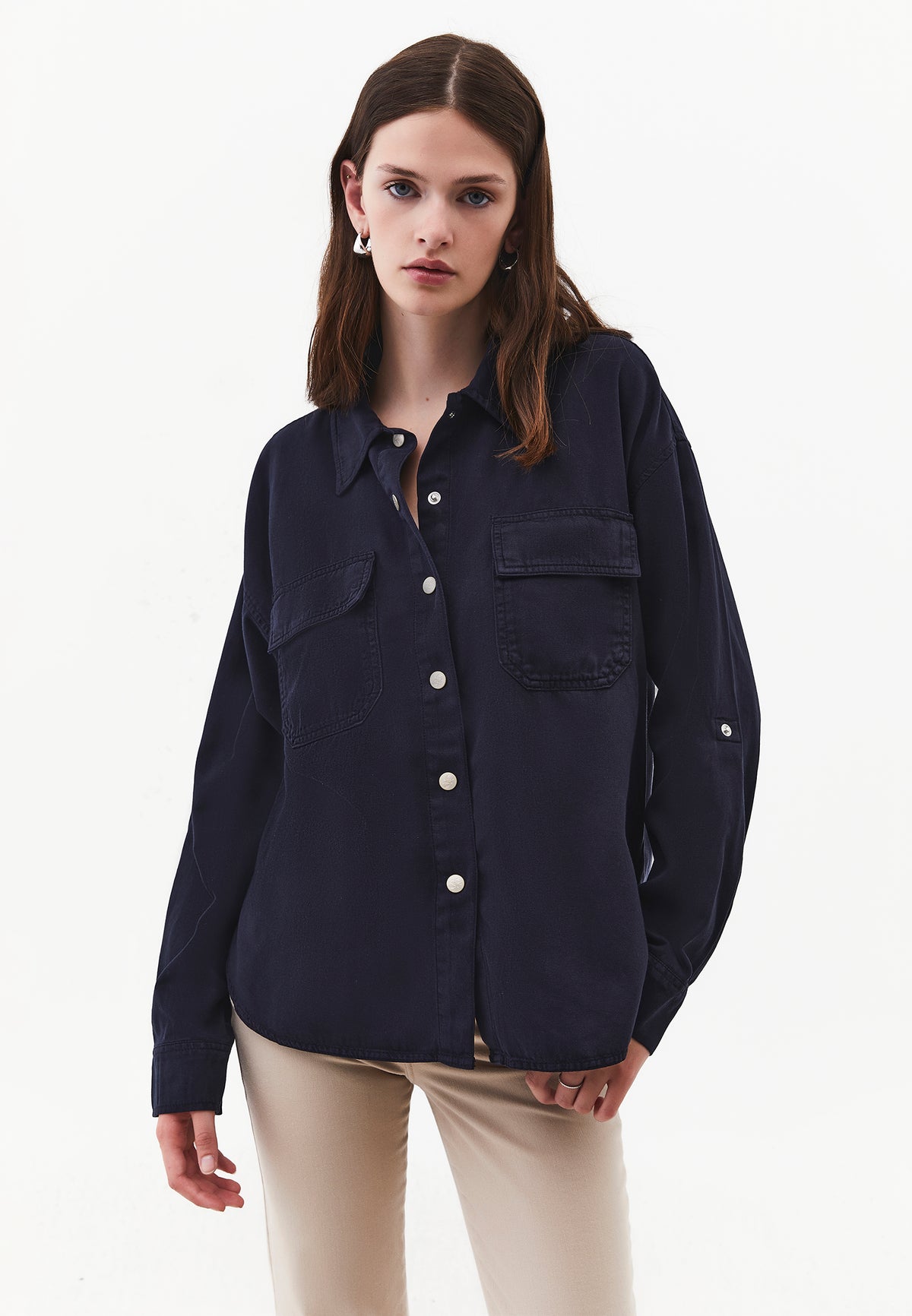 Oversize Shirt With Pocket Detail - ANTIK MIDNIGHT