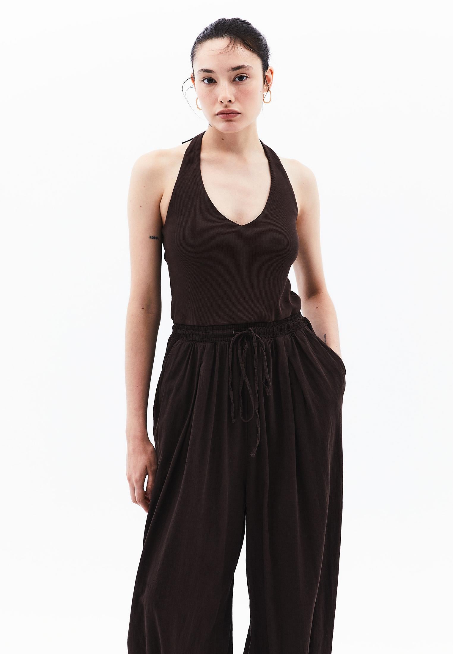 V Neck Elastic Women's Jumpsuit - ANTIK MOLE