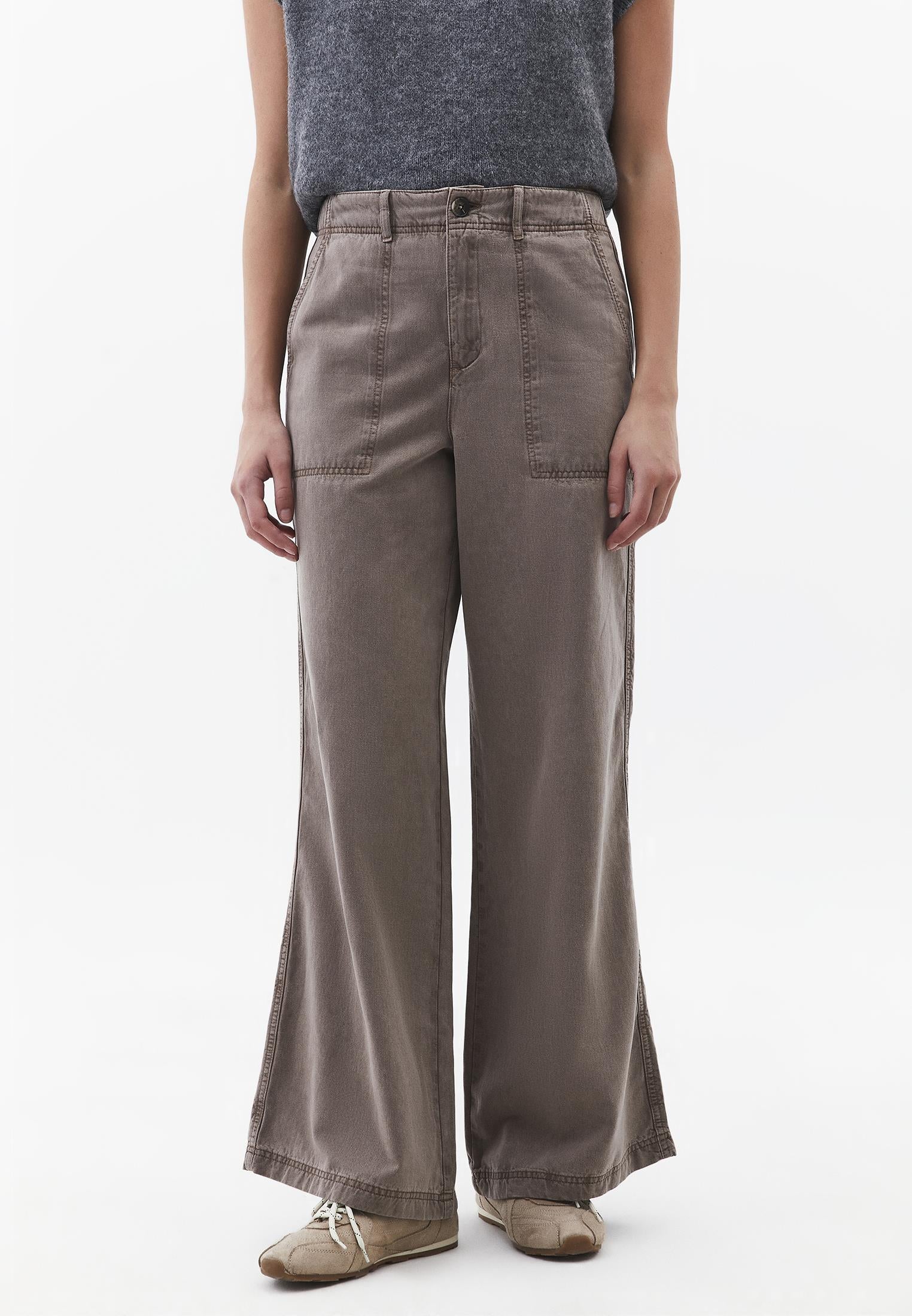 High Waist Wide Leg Woven Pants - ANTIK MOON ROCK