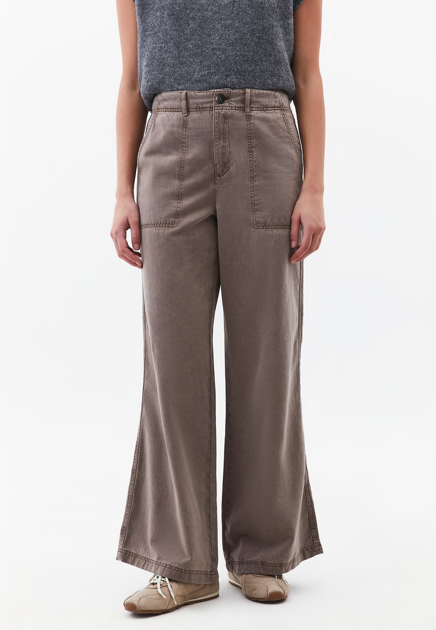 High Waist Wide Leg Woven Pants - ANTIK MOON ROCK